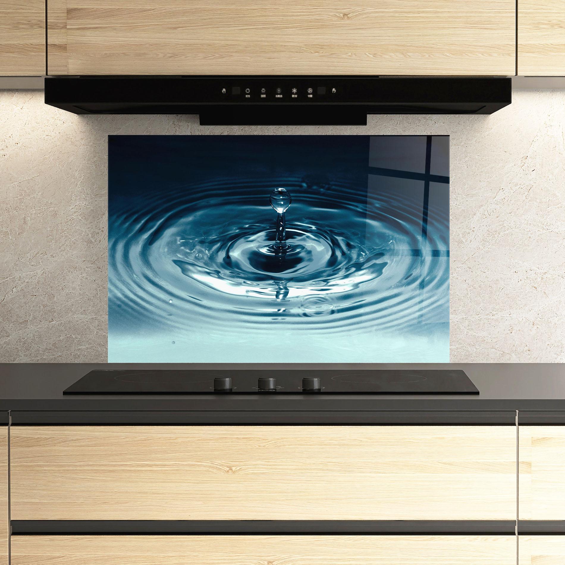 Küchenrückwand Glas Dark Blue Drop mockup 3