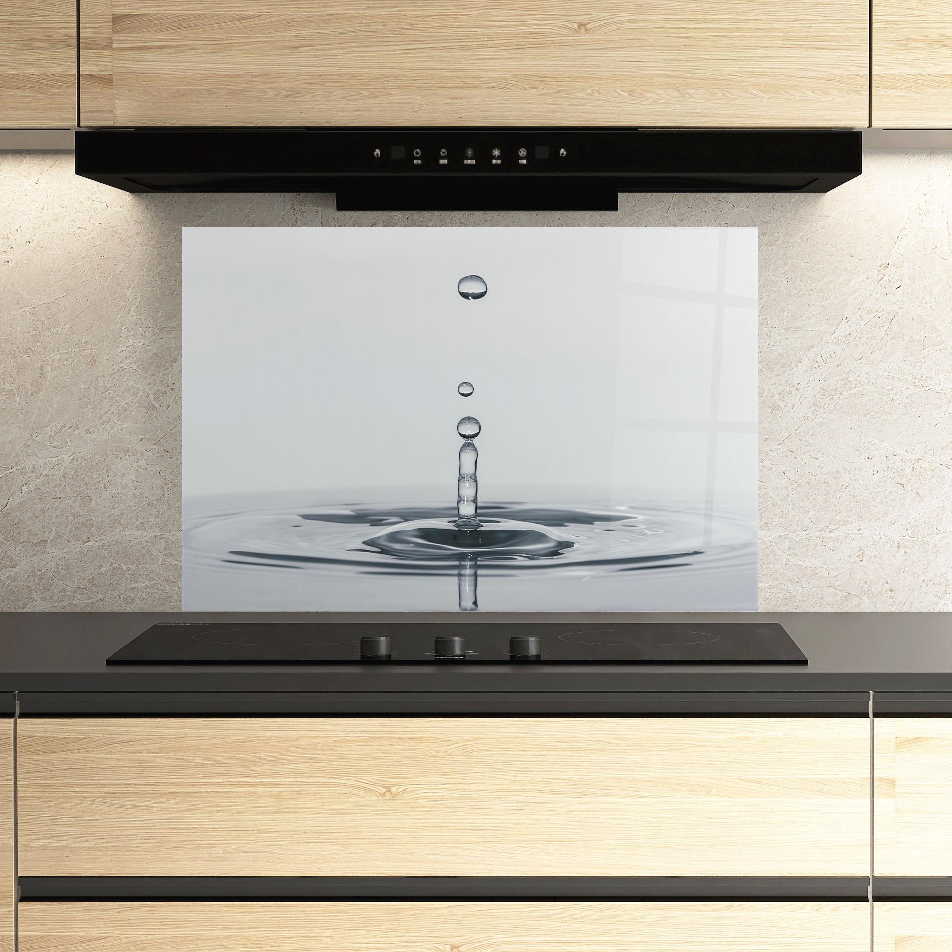 Küchenrückwand Glas Grey Water Drop mockup 3