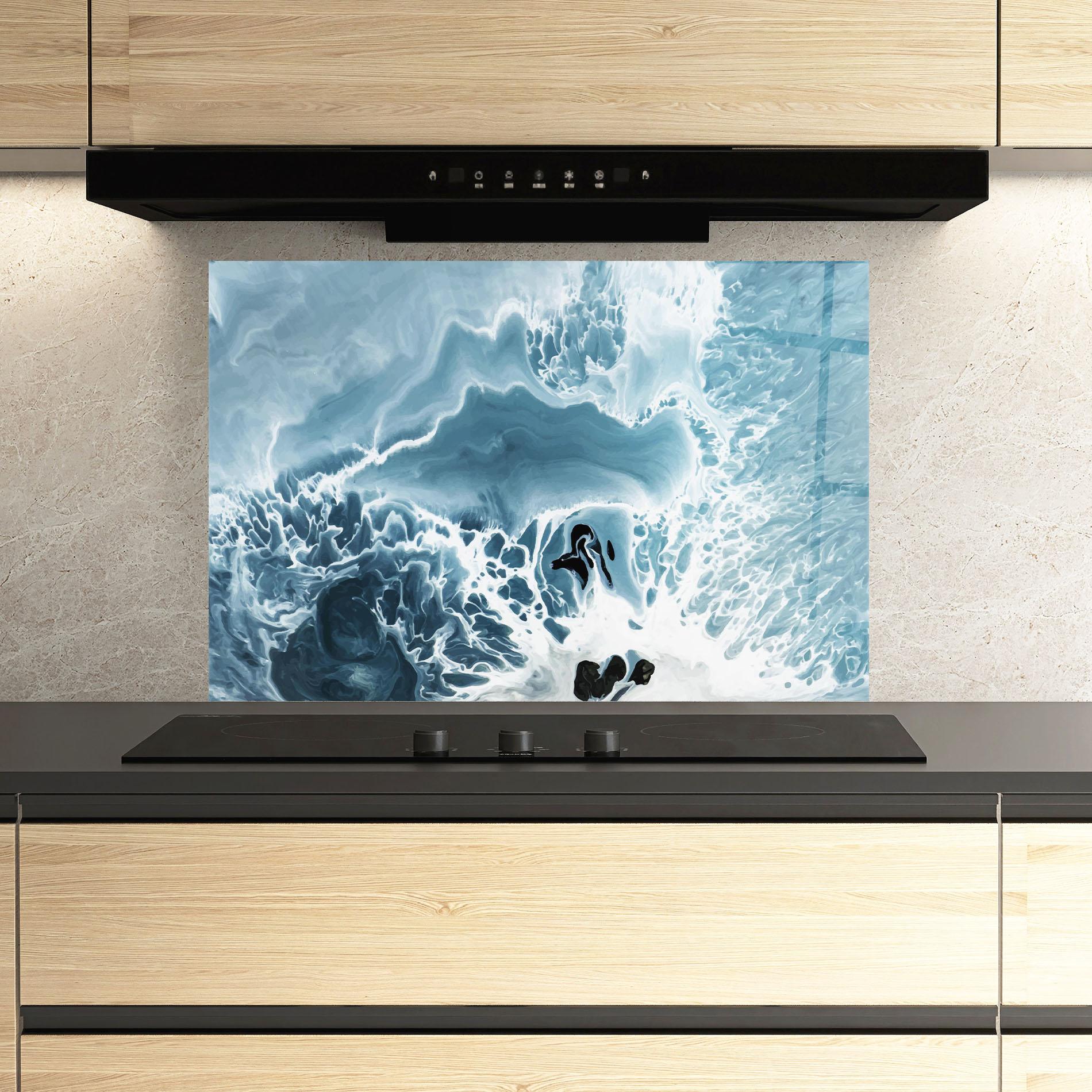 Küchenrückwand Glas Light Blue Ocean mockup 3