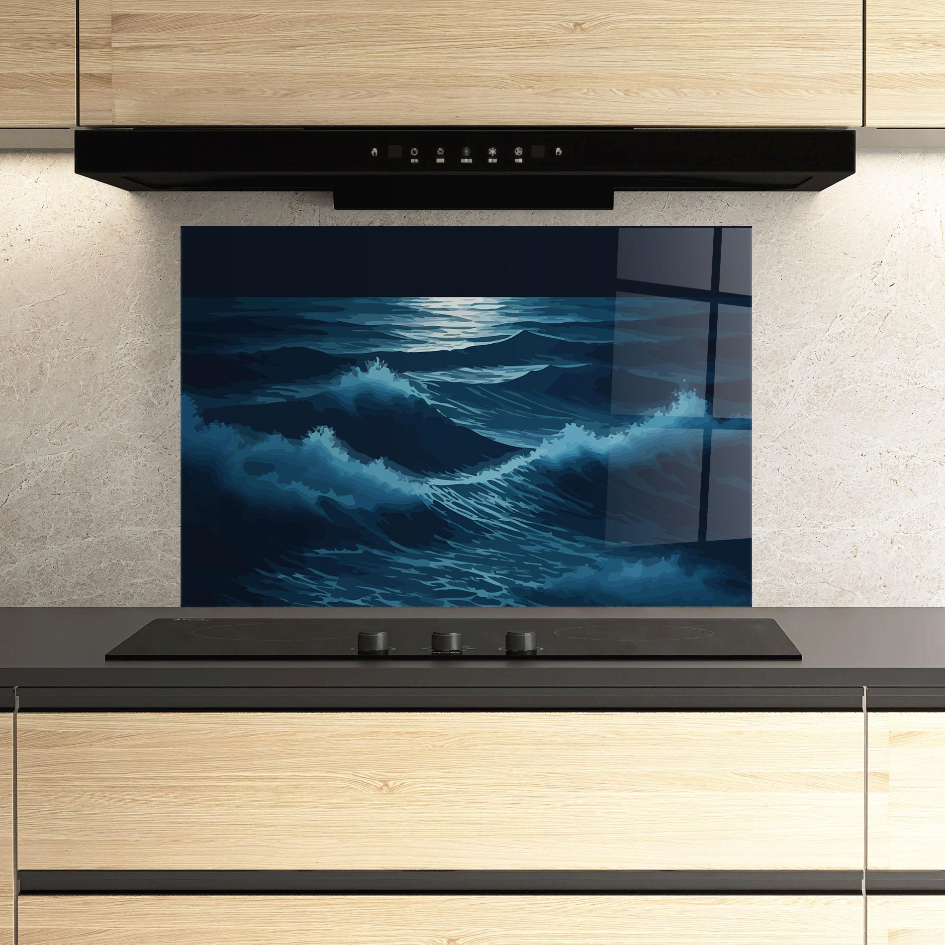 Küchenrückwand Glas Ocean Wave mockup 3
