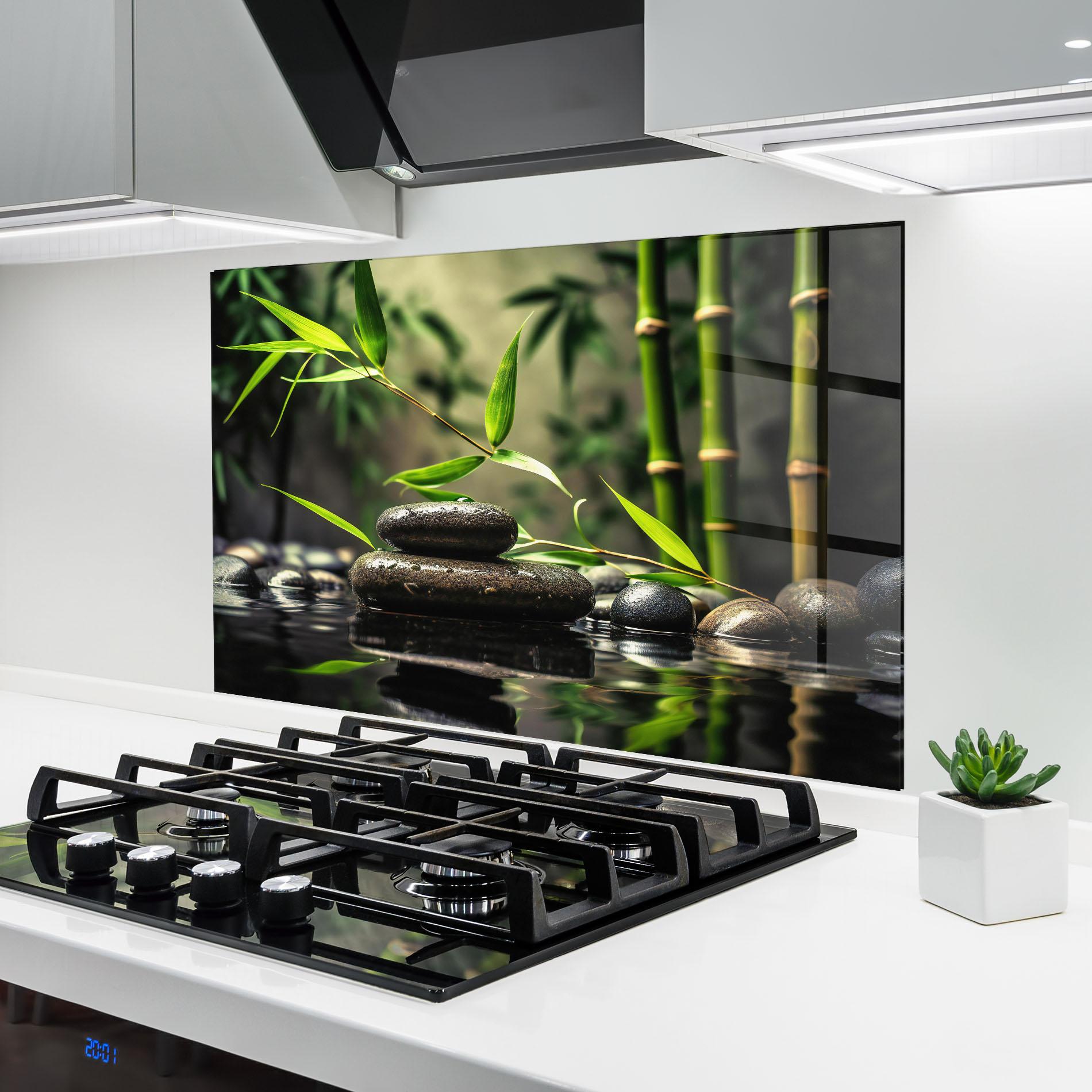Küchenrückwand Glas Bamboo Plant Water mockup 6