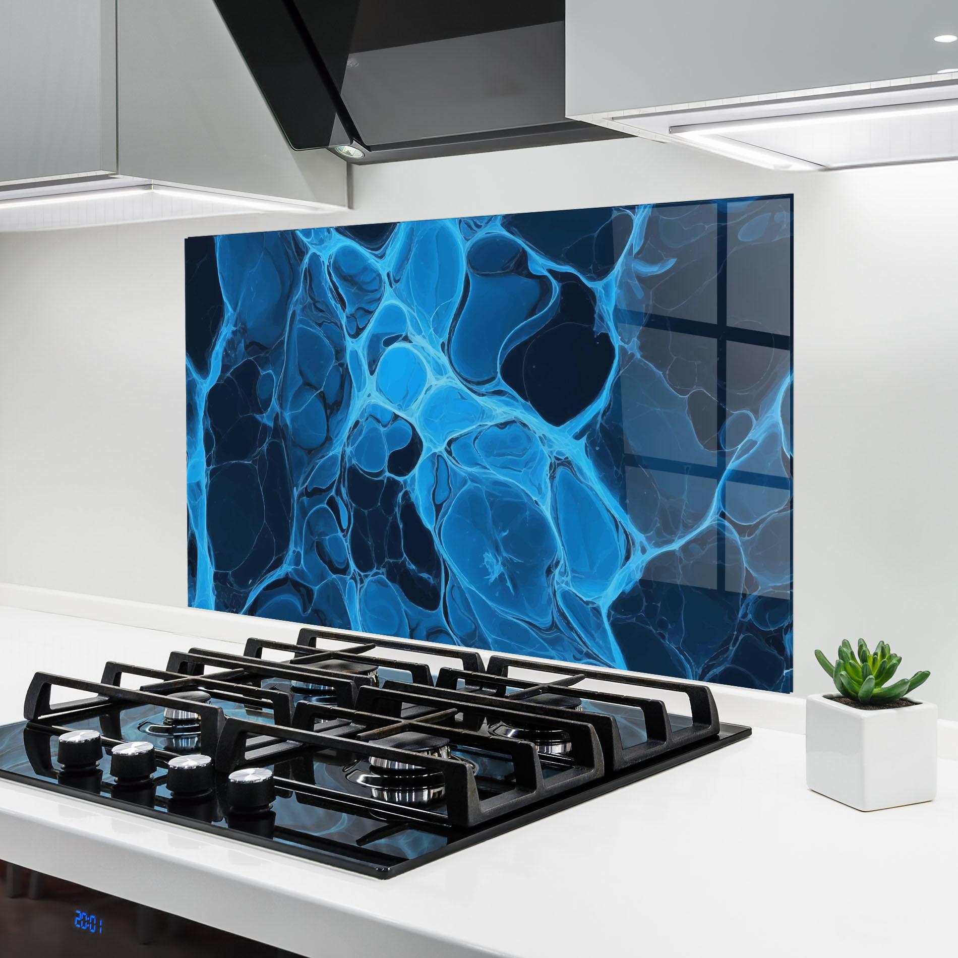 Küchenrückwand Glas Blue Shade Water mockup 6