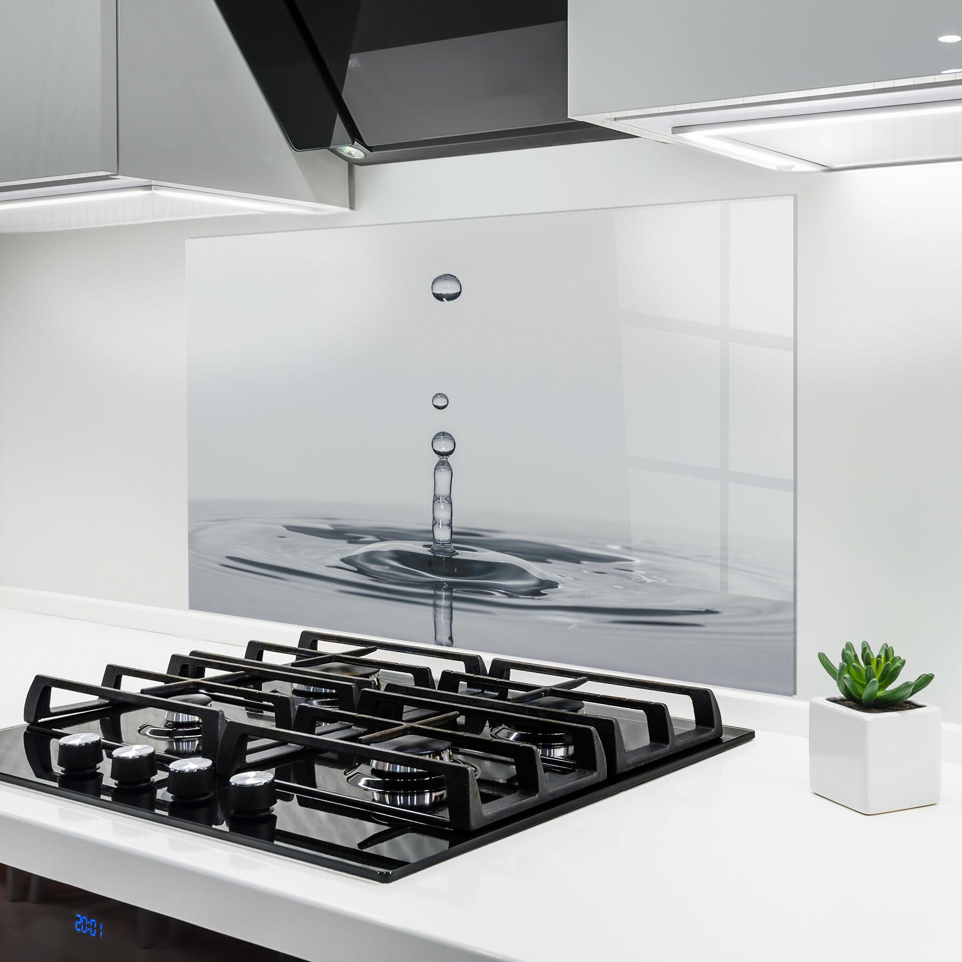 Küchenrückwand Glas Grey Water Drop mockup 6