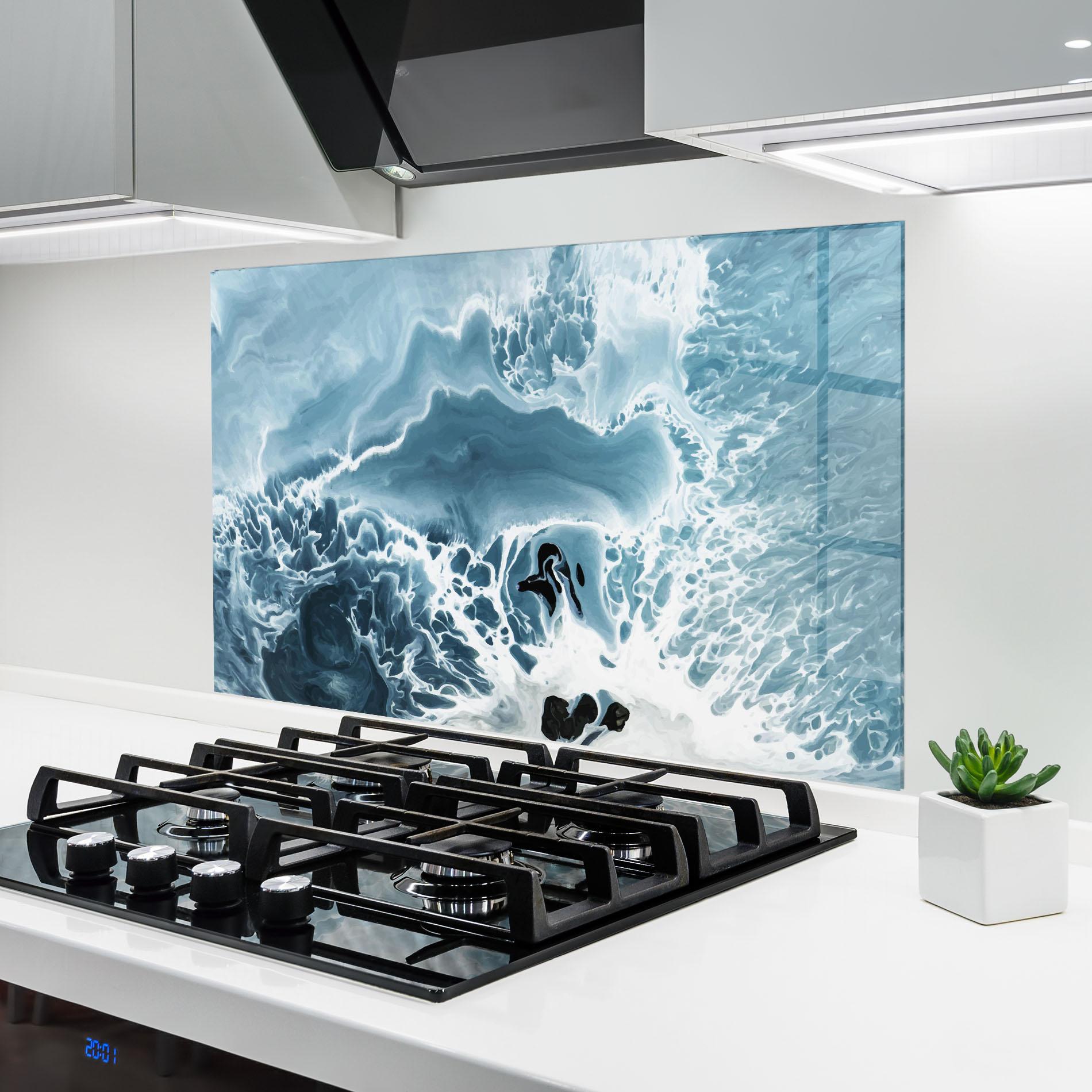 Küchenrückwand Glas Light Blue Ocean mockup 6