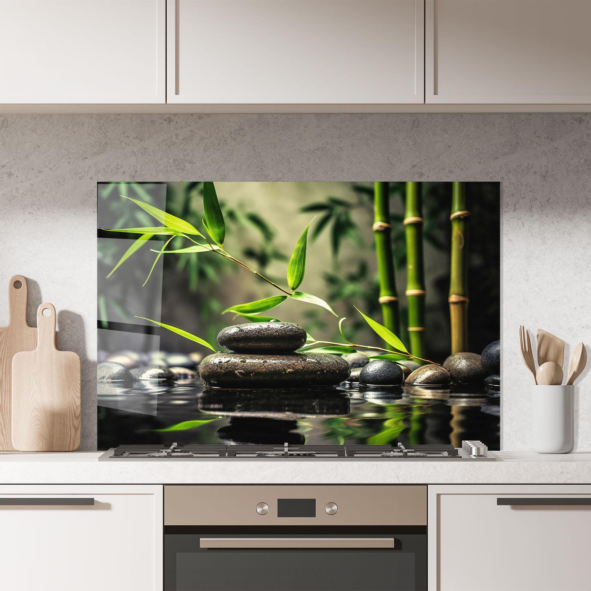 Küchenrückwand Glas Bamboo Plant Water mockup 7