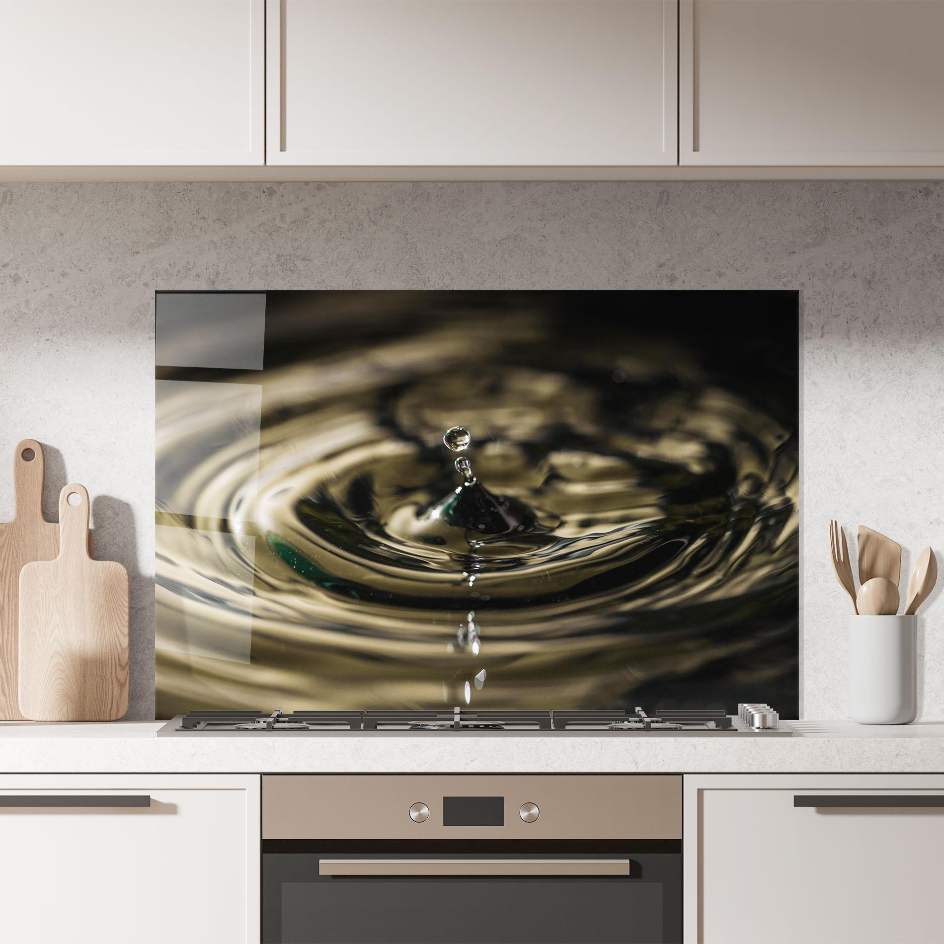 Küchenrückwand Glas Brown Water Drop mockup 7
