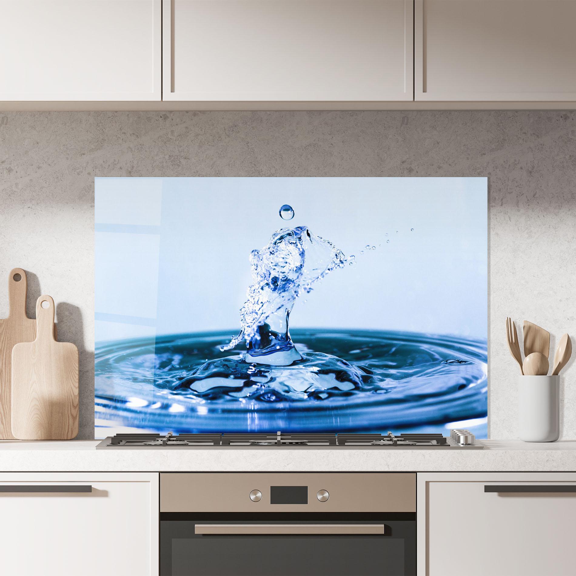 Küchenrückwand Glas Clear Water Splash mockup 7