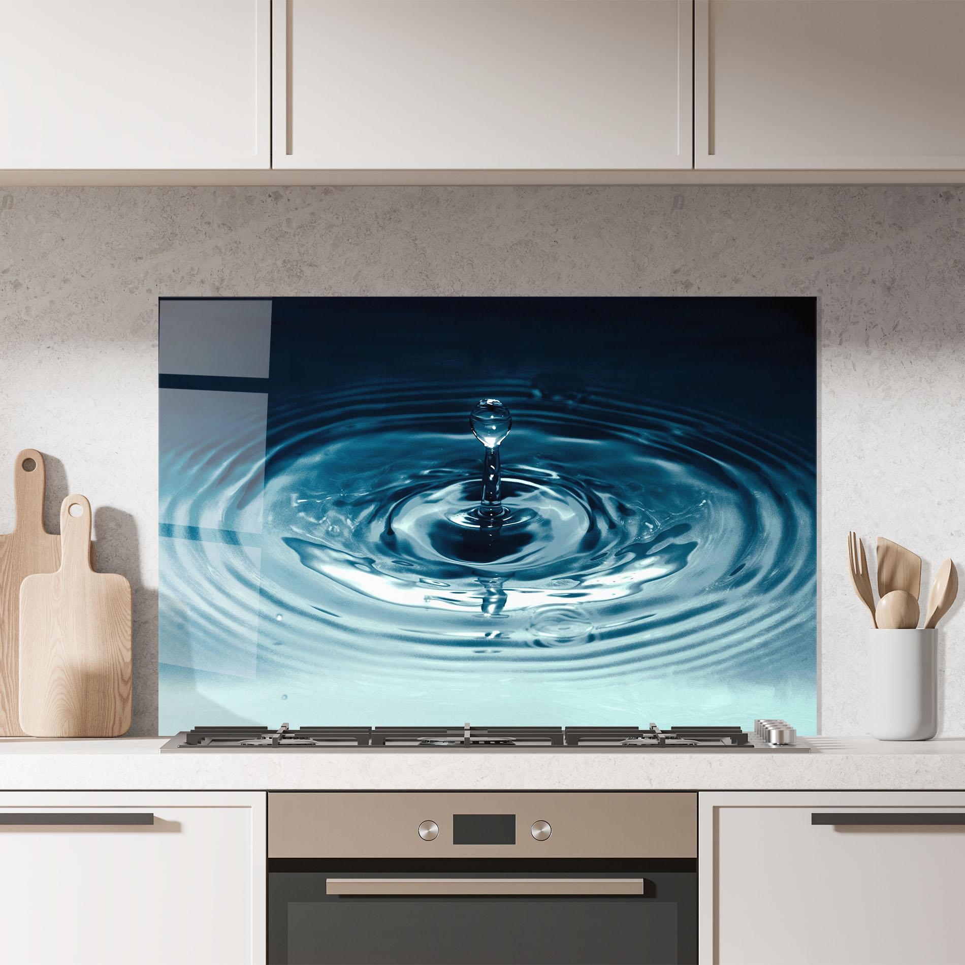 Küchenrückwand Glas Dark Blue Drop mockup 7