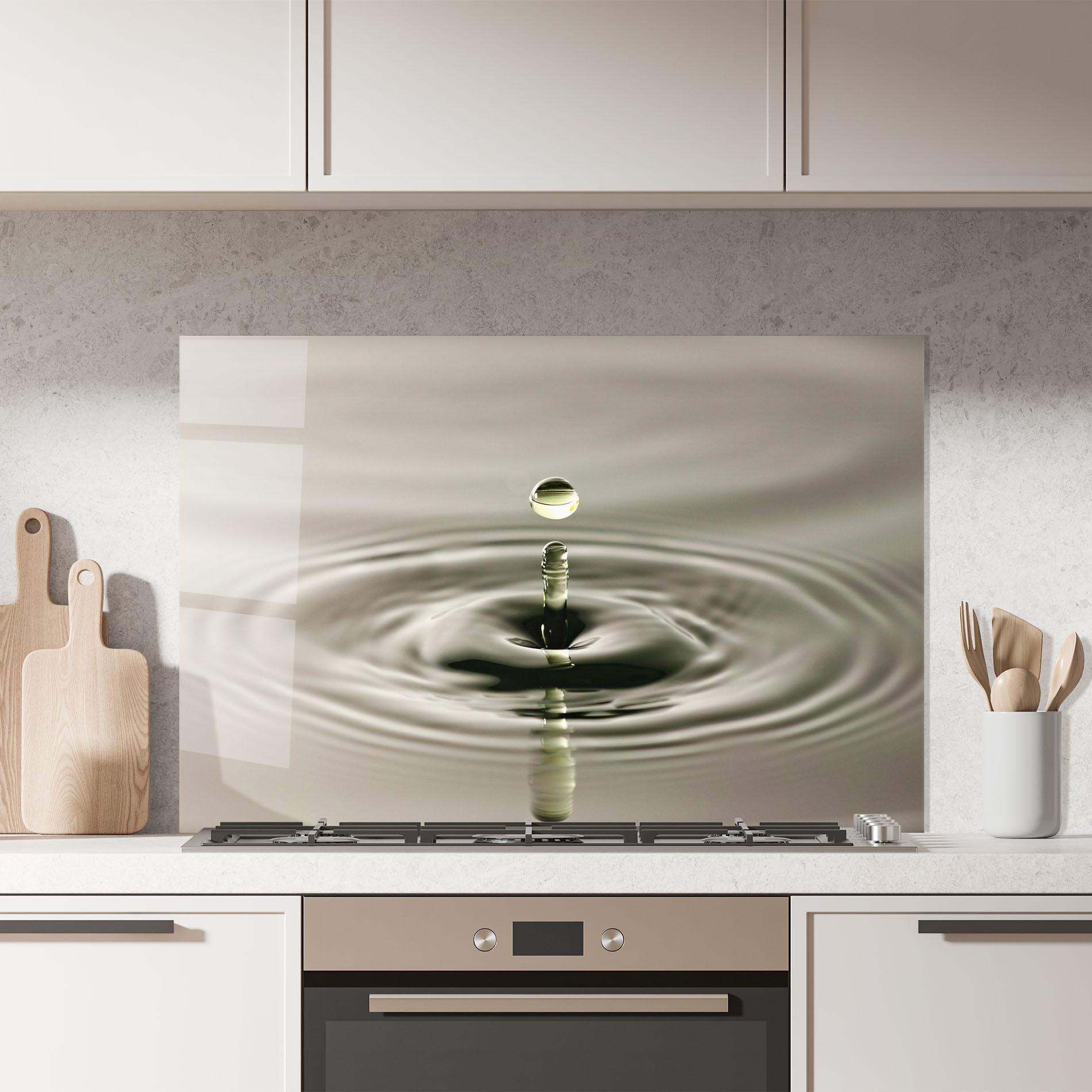 Küchenrückwand Glas Green Water Drop mockup 7