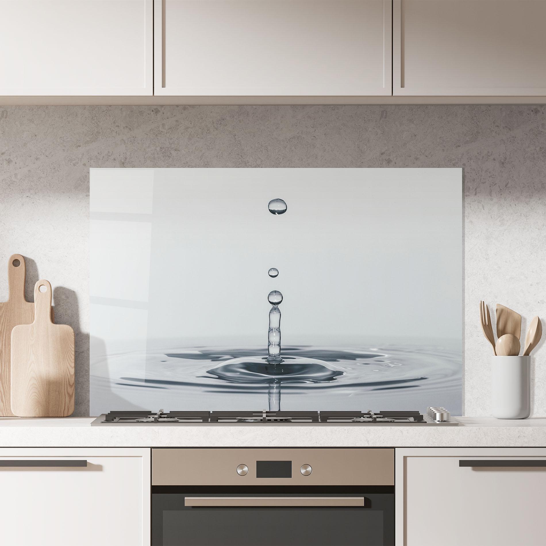 Küchenrückwand Glas Grey Water Drop mockup 7