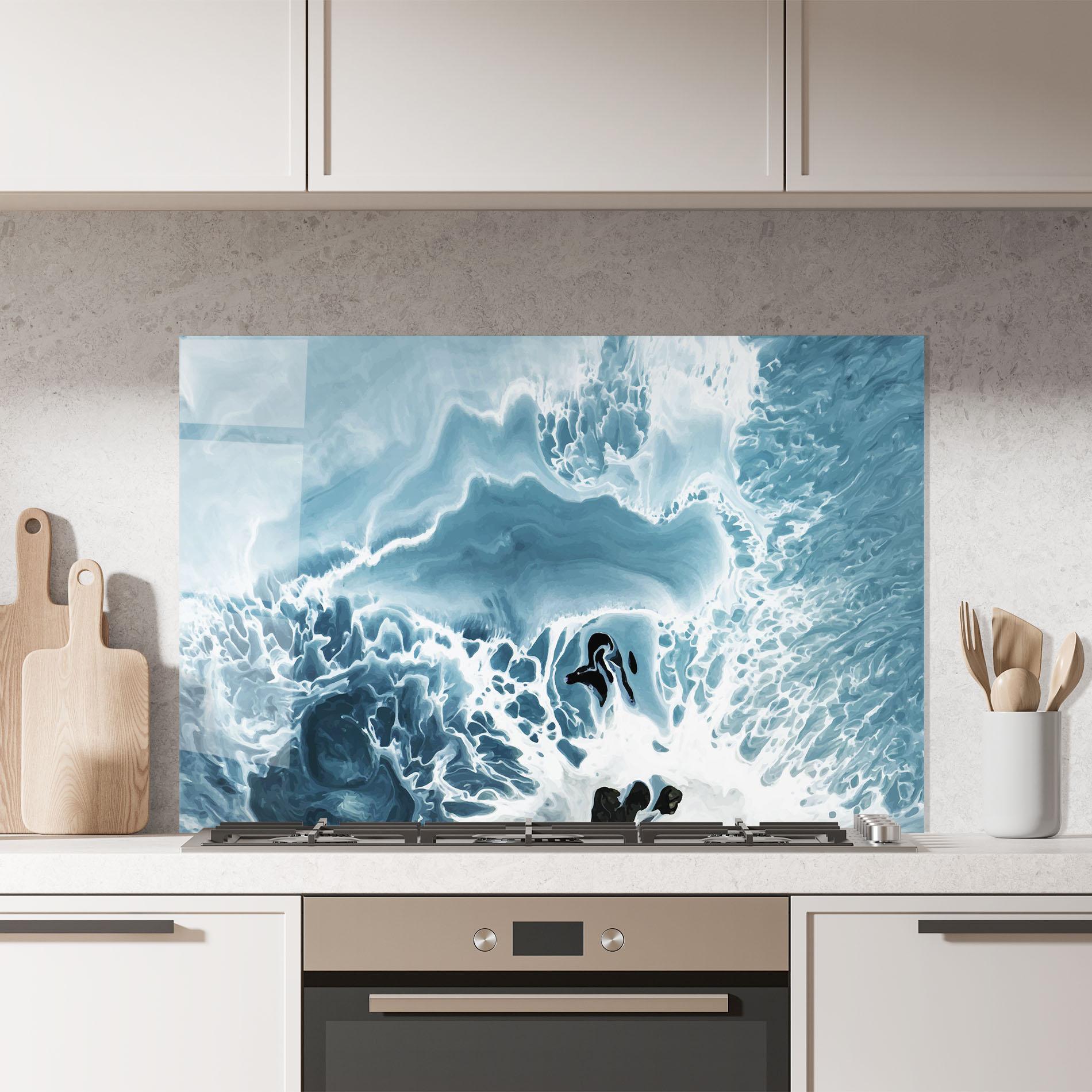 Küchenrückwand Glas Light Blue Ocean mockup 7