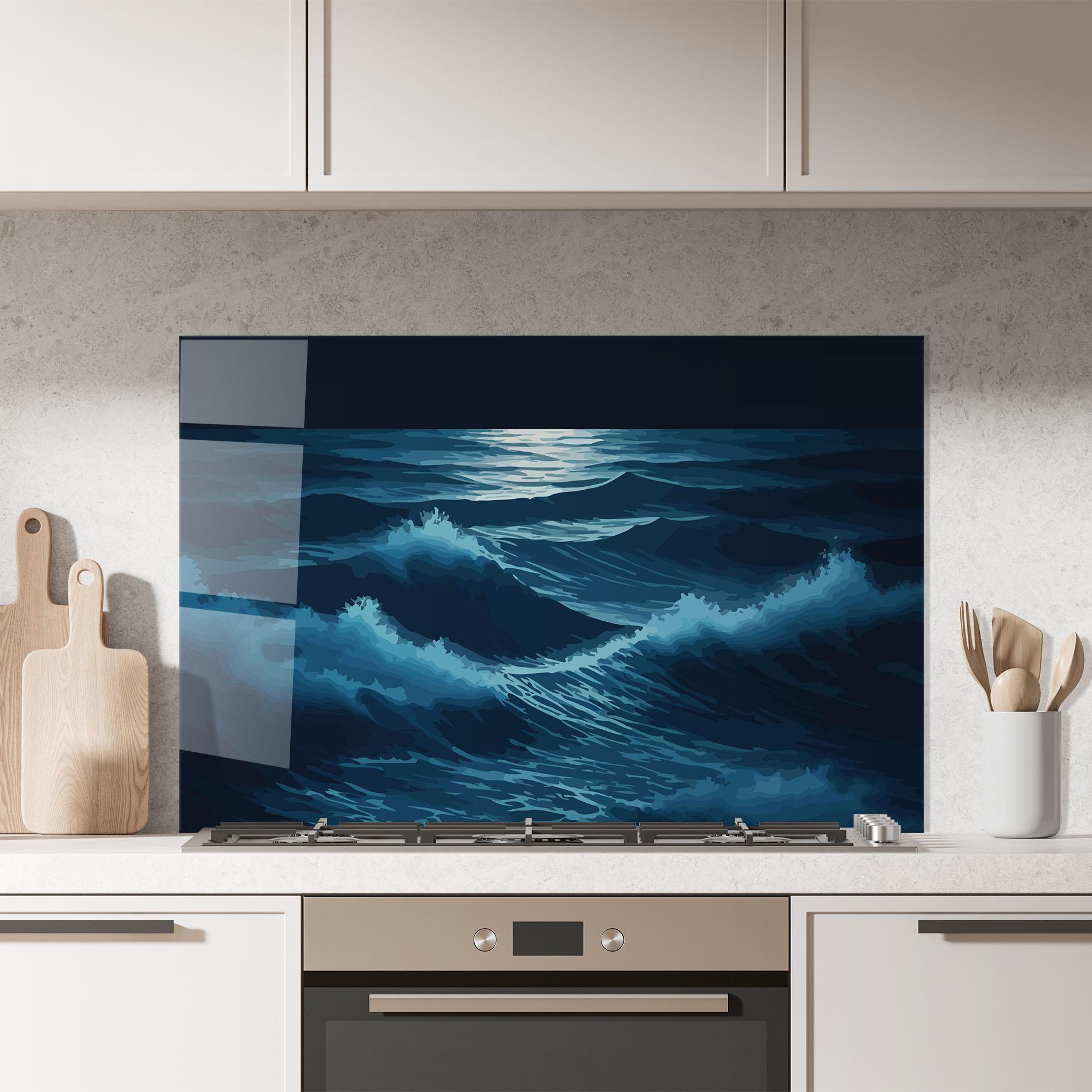 Küchenrückwand Glas Ocean Wave mockup 7
