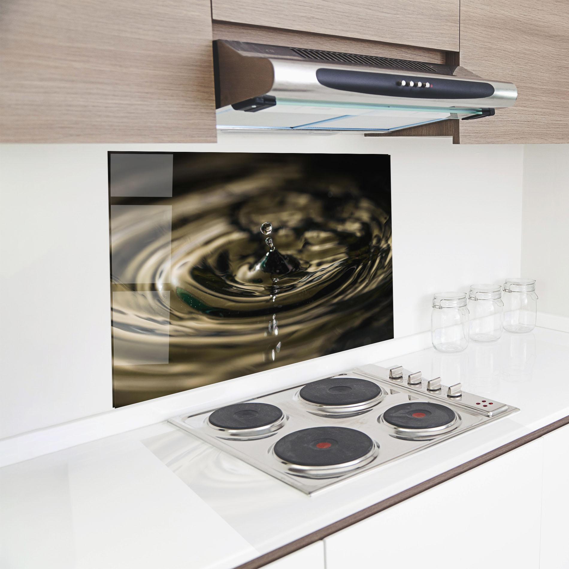Küchenrückwand Glas Brown Water Drop mockup 8
