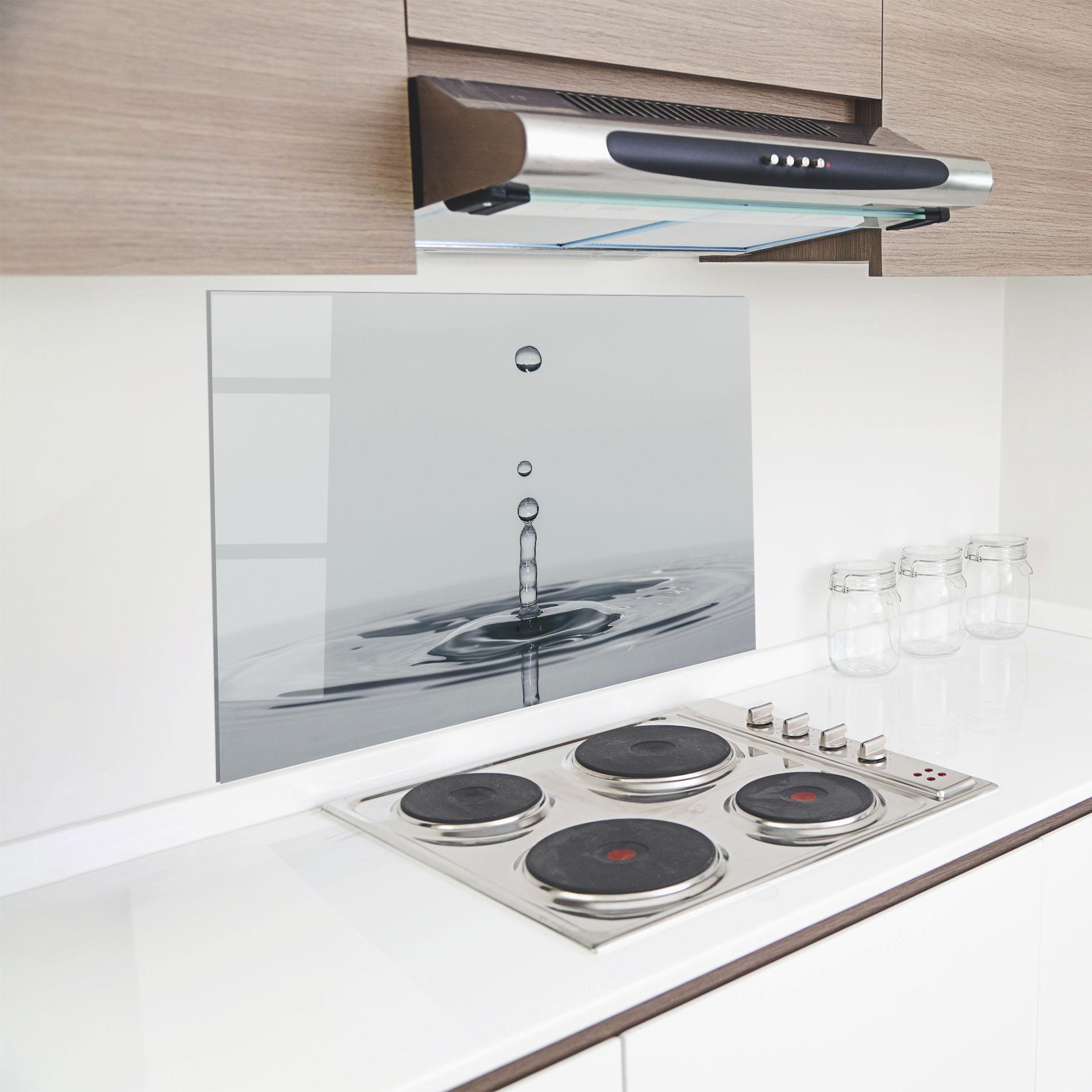 Küchenrückwand Glas Grey Water Drop mockup 8