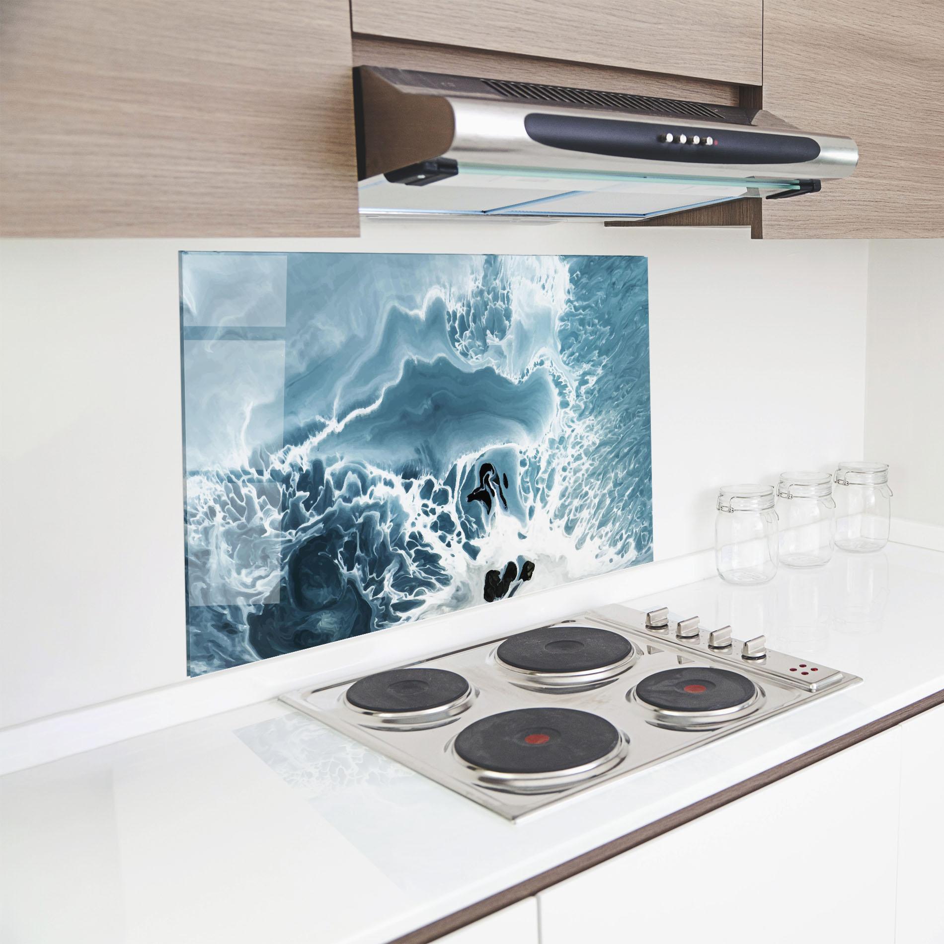 Küchenrückwand Glas Light Blue Ocean mockup 8