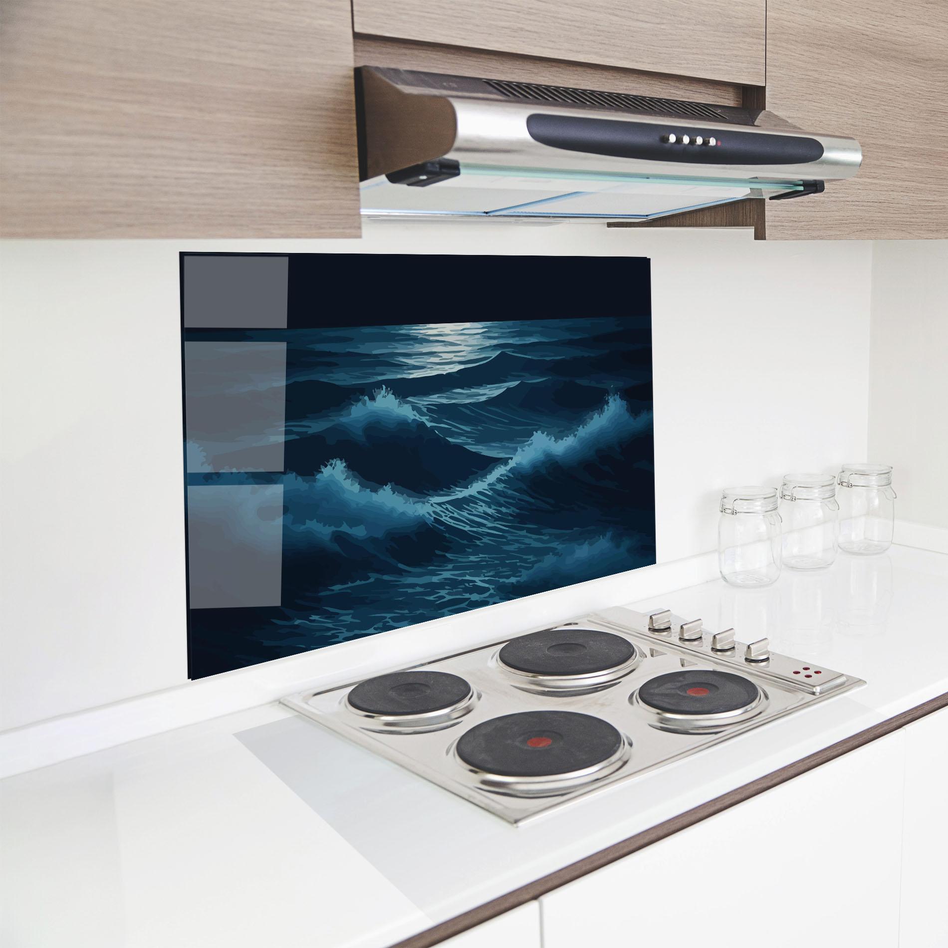 Küchenrückwand Glas Ocean Wave mockup 8