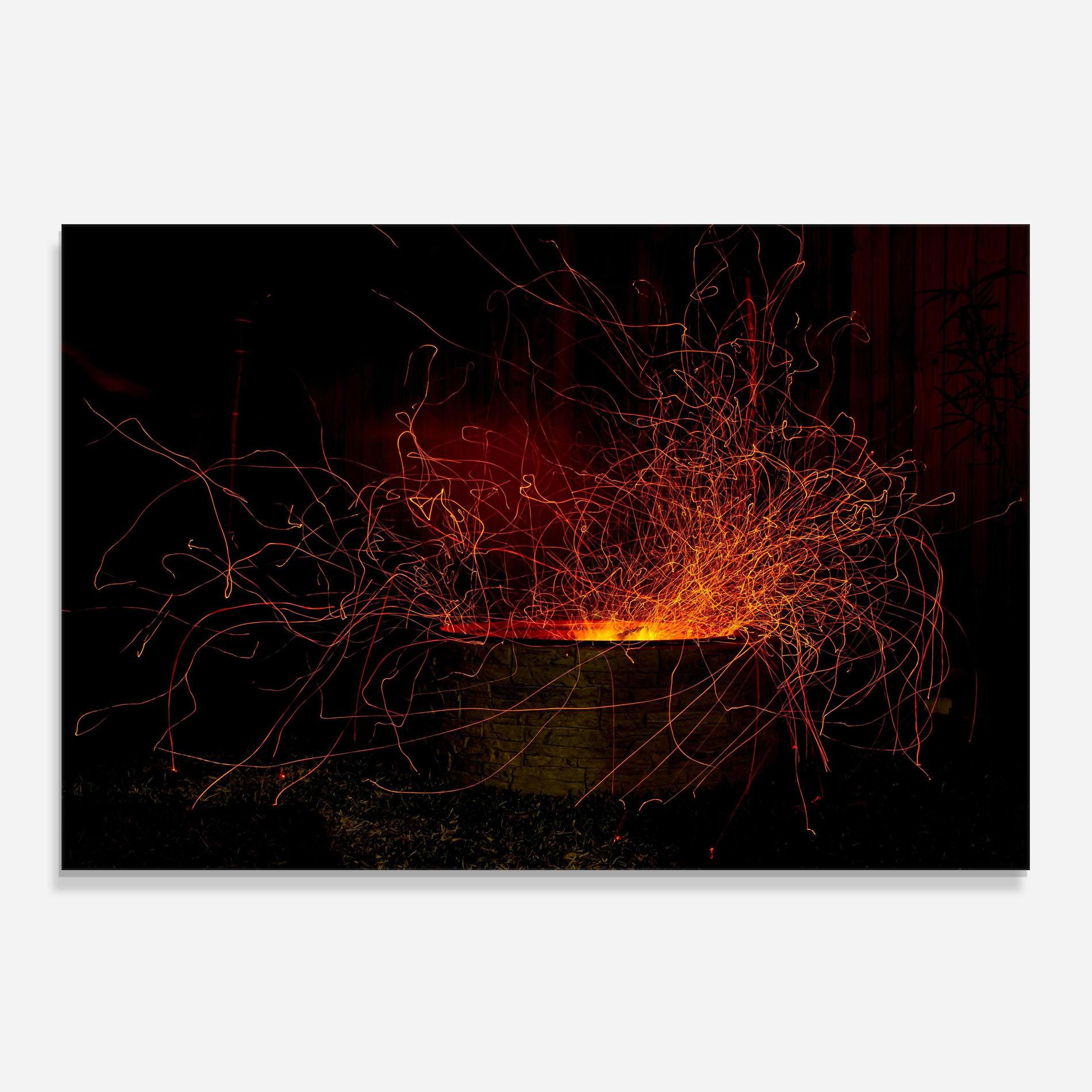 Küchenrückwand Glas Fire Drawing Effect mockup 0