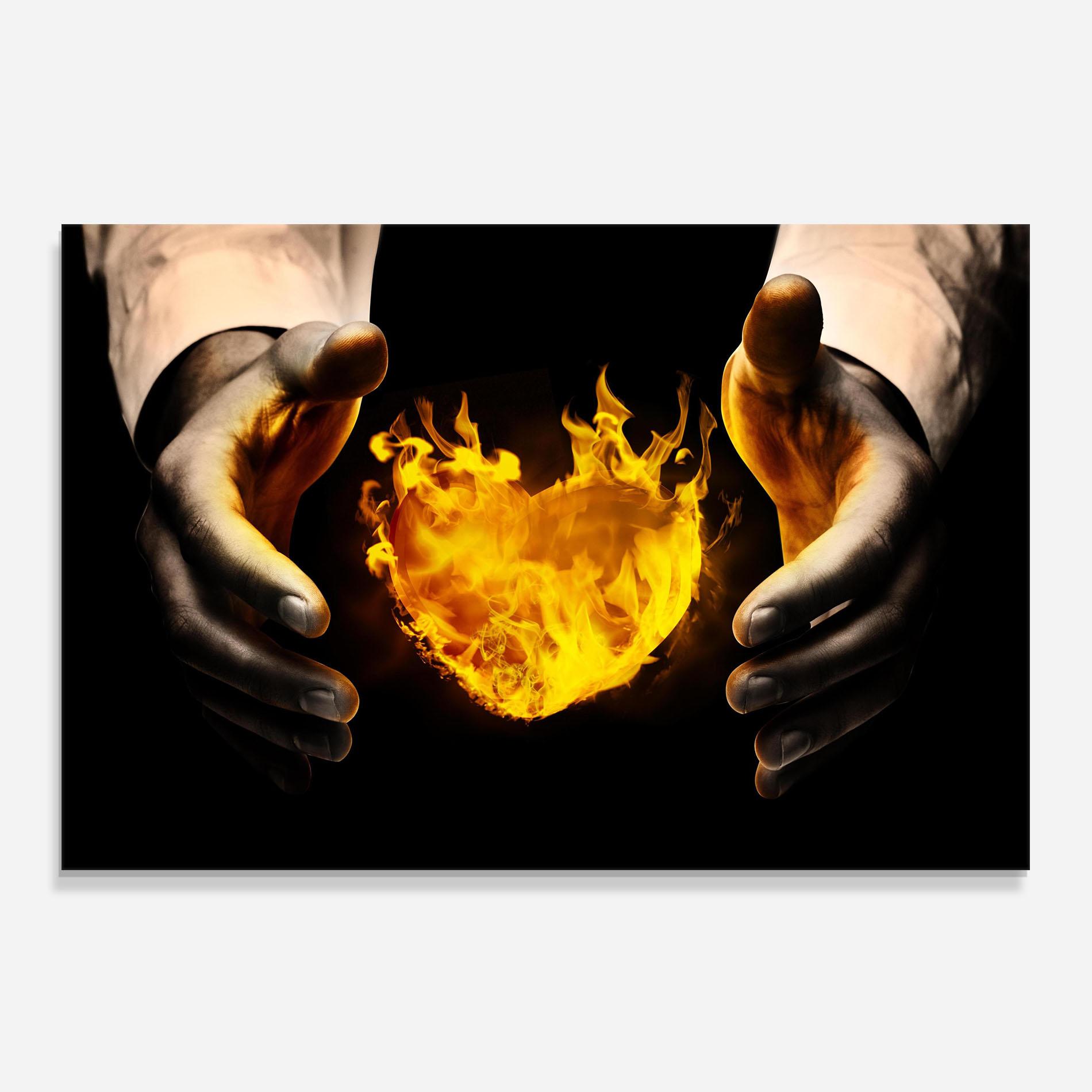 Küchenrückwand Glas Fire Heart mockup 0