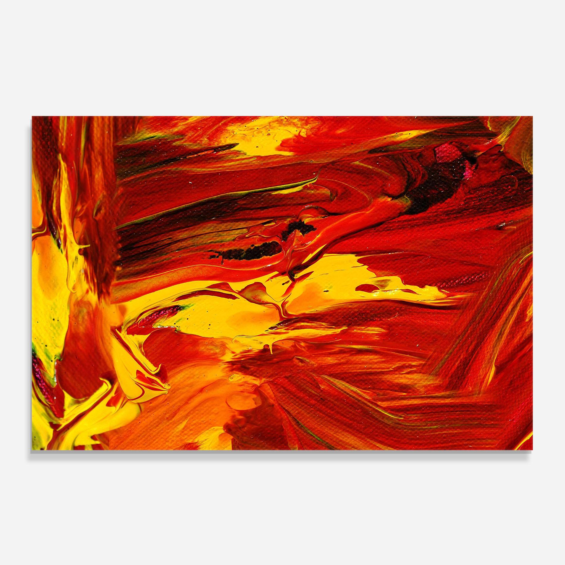 Küchenrückwand Glas Fire Painting mockup 0