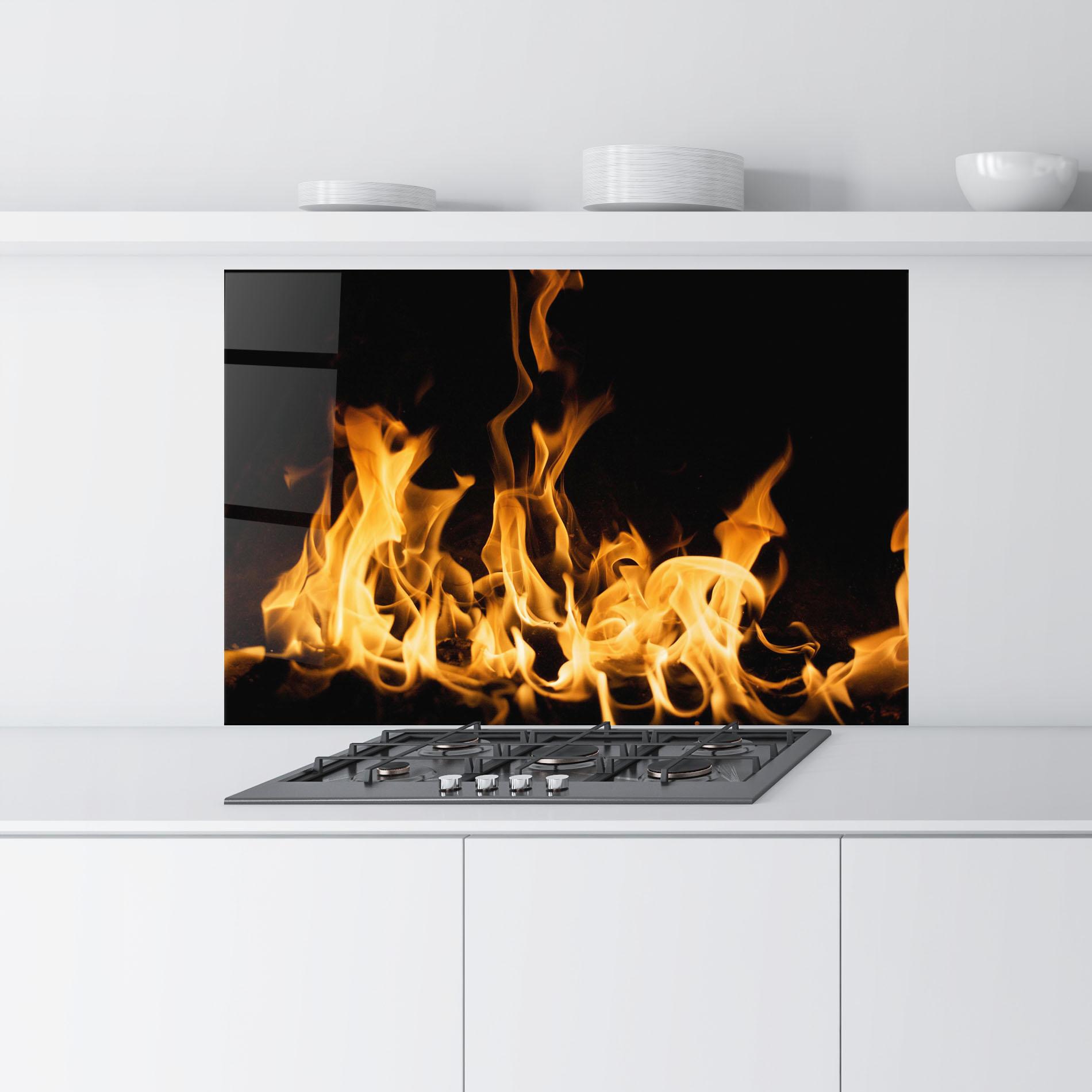 Küchenrückwand Glas Bright Flame mockup 9