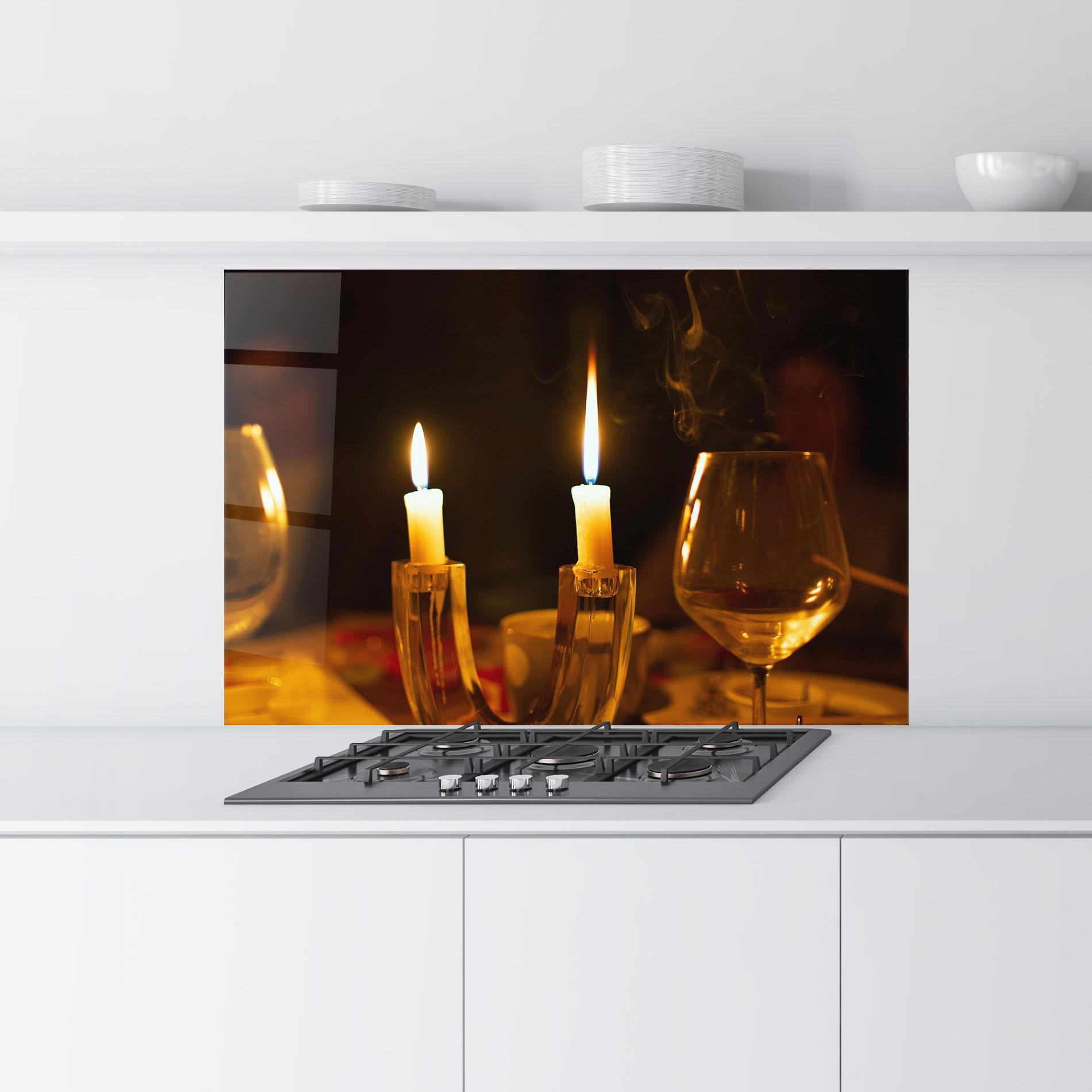 Küchenrückwand Glas Candle Light mockup 9