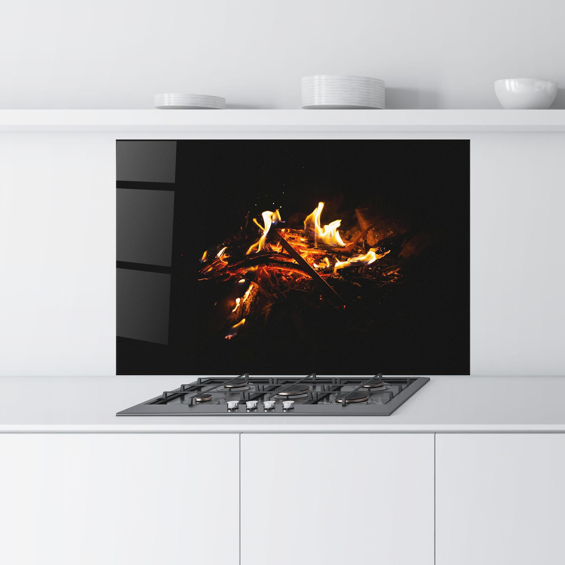 Küchenrückwand Glas Fiery Blaze mockup 9