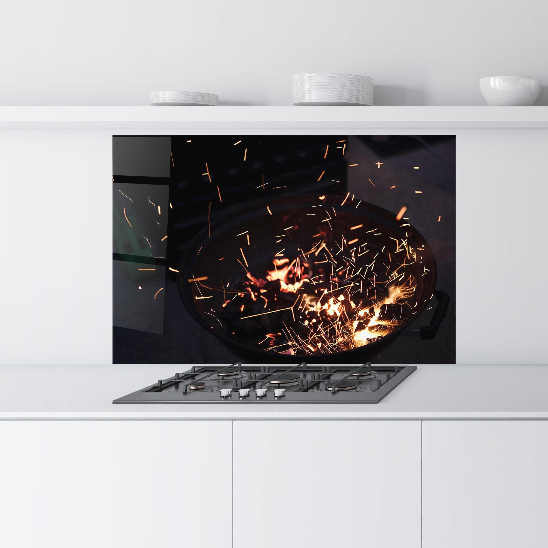 Küchenrückwand Glas Fire Little Lights mockup 9