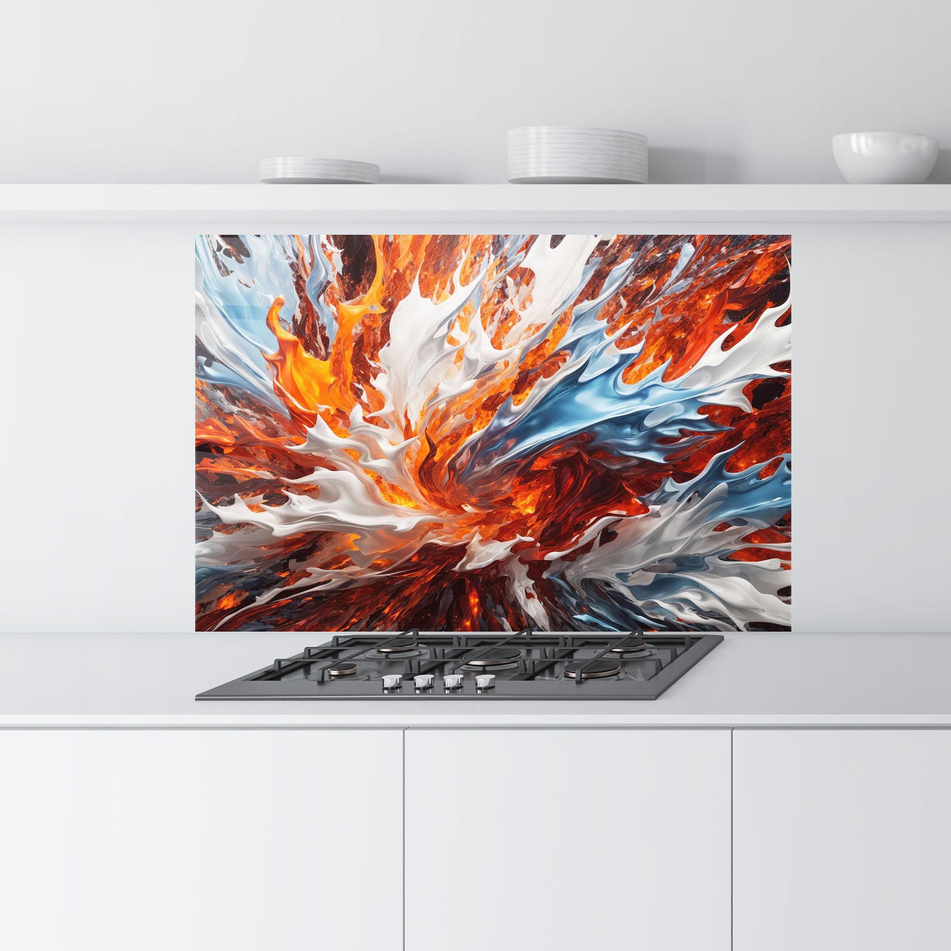 Küchenrückwand Glas Flame Rase mockup 9