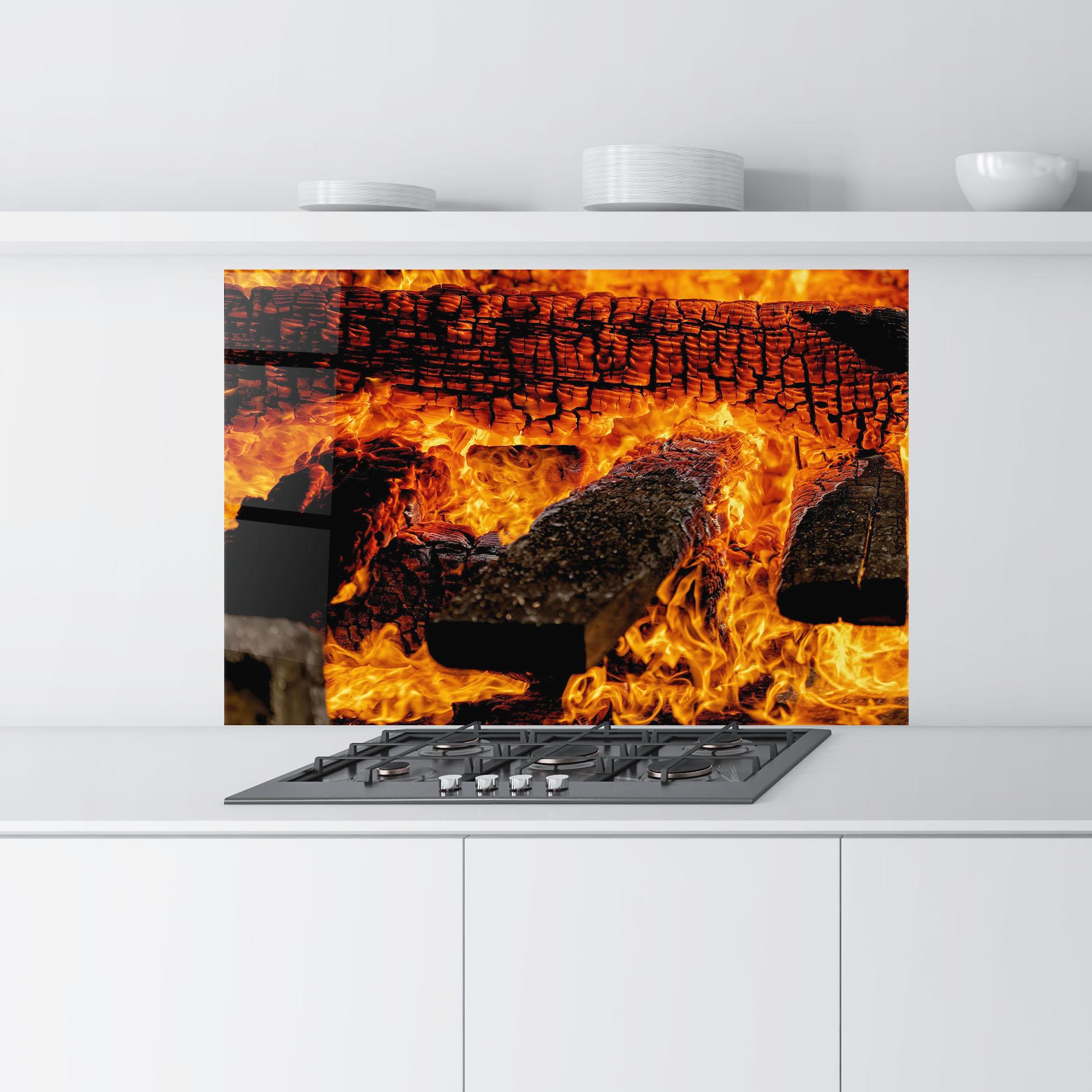Küchenrückwand Glas Inferno Heat mockup 9