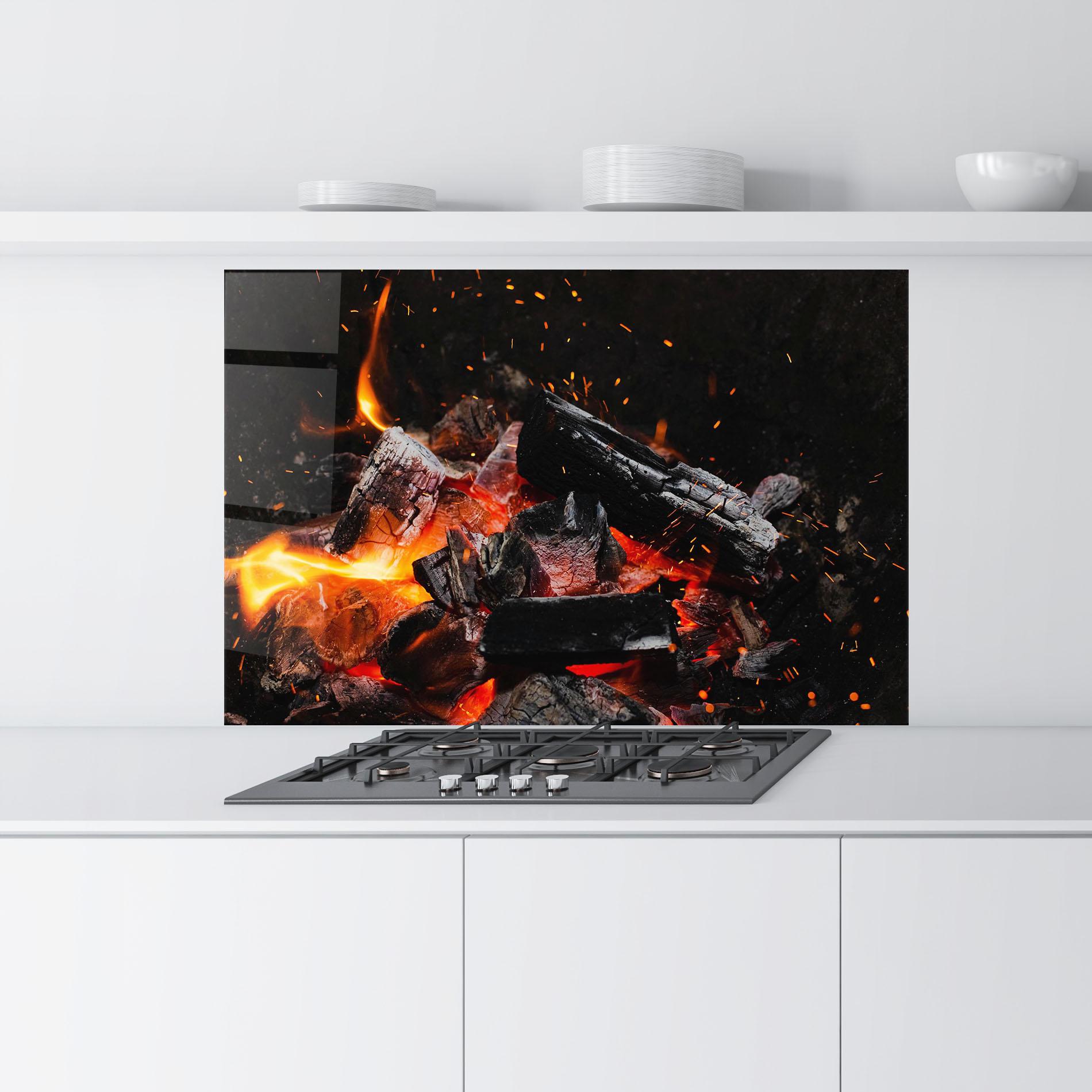 Küchenrückwand Glas Inferno Scorch mockup 9