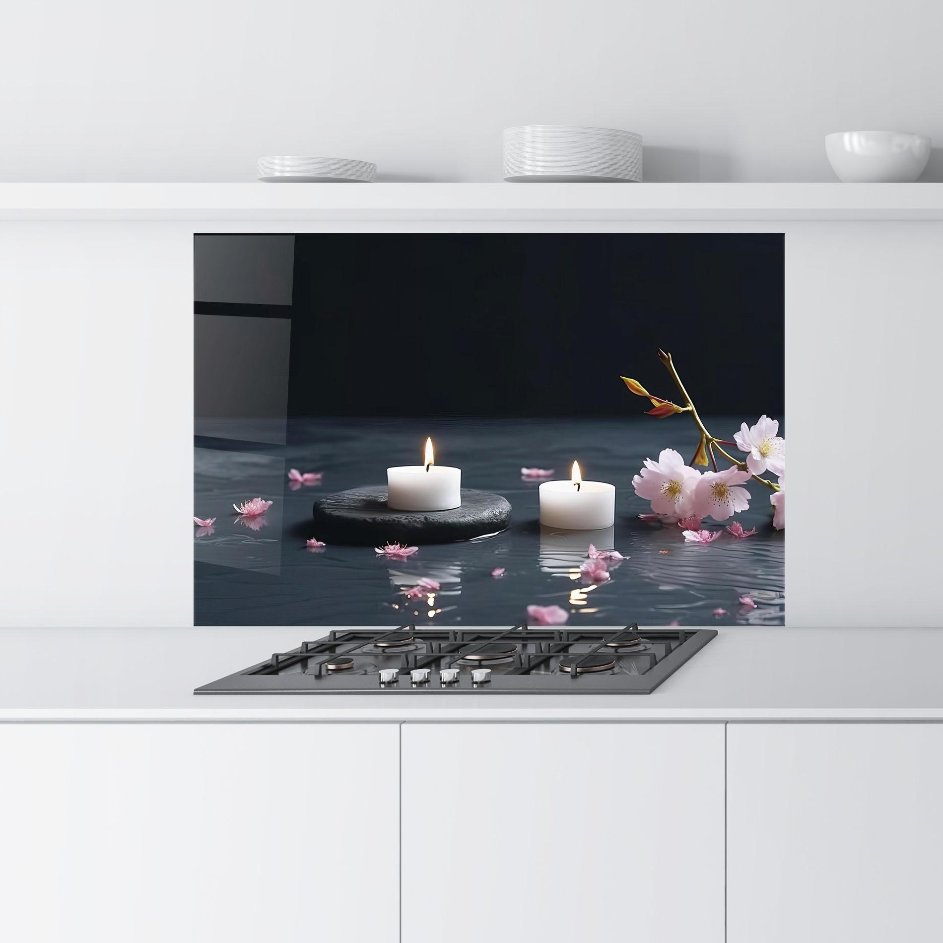 Küchenrückwand Glas Spa White Candle mockup 9
