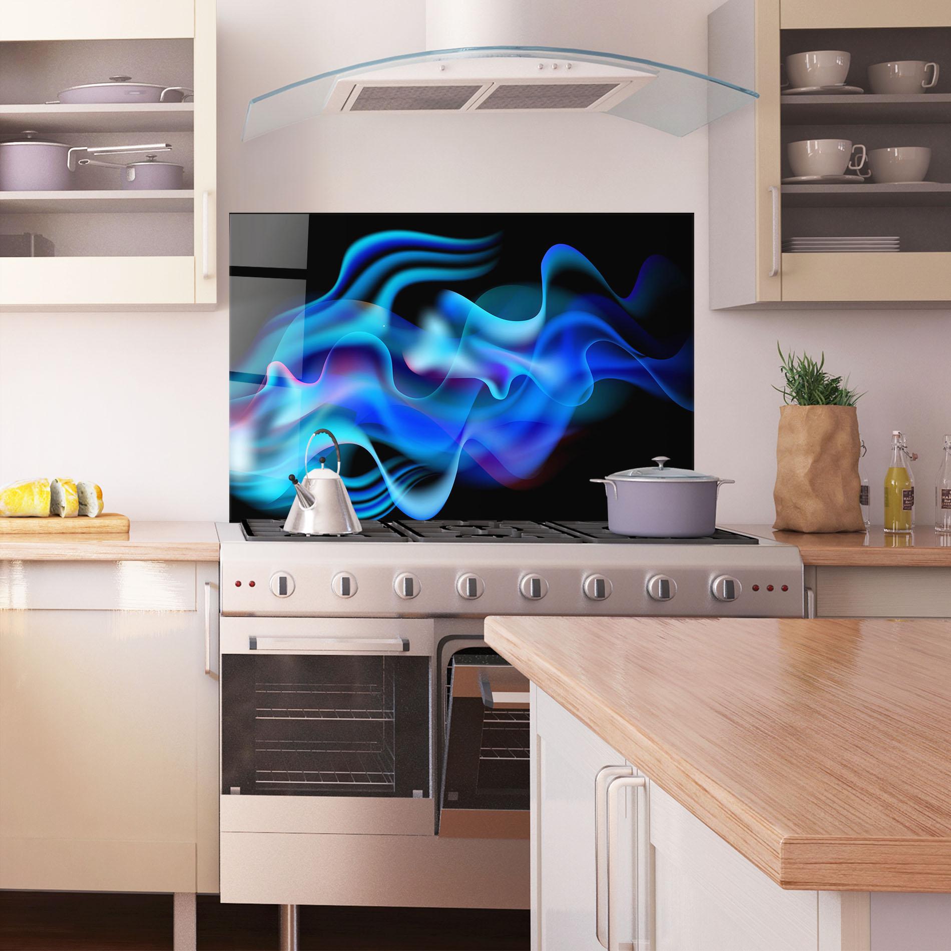 Küchenrückwand Glas Blue Fire mockup 1
