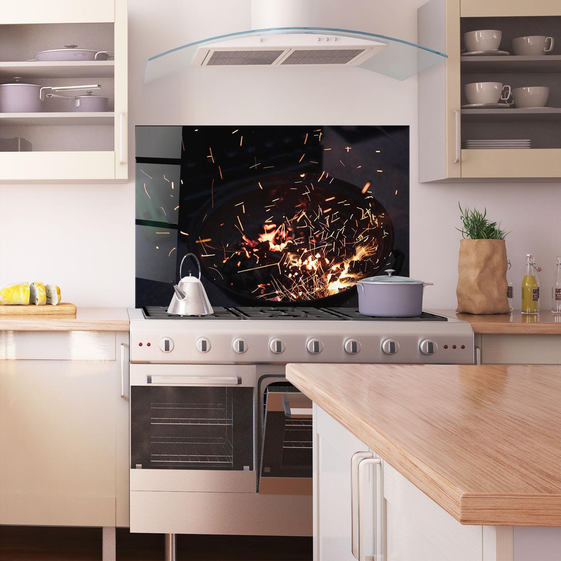 Küchenrückwand Glas Fire Little Lights mockup 1