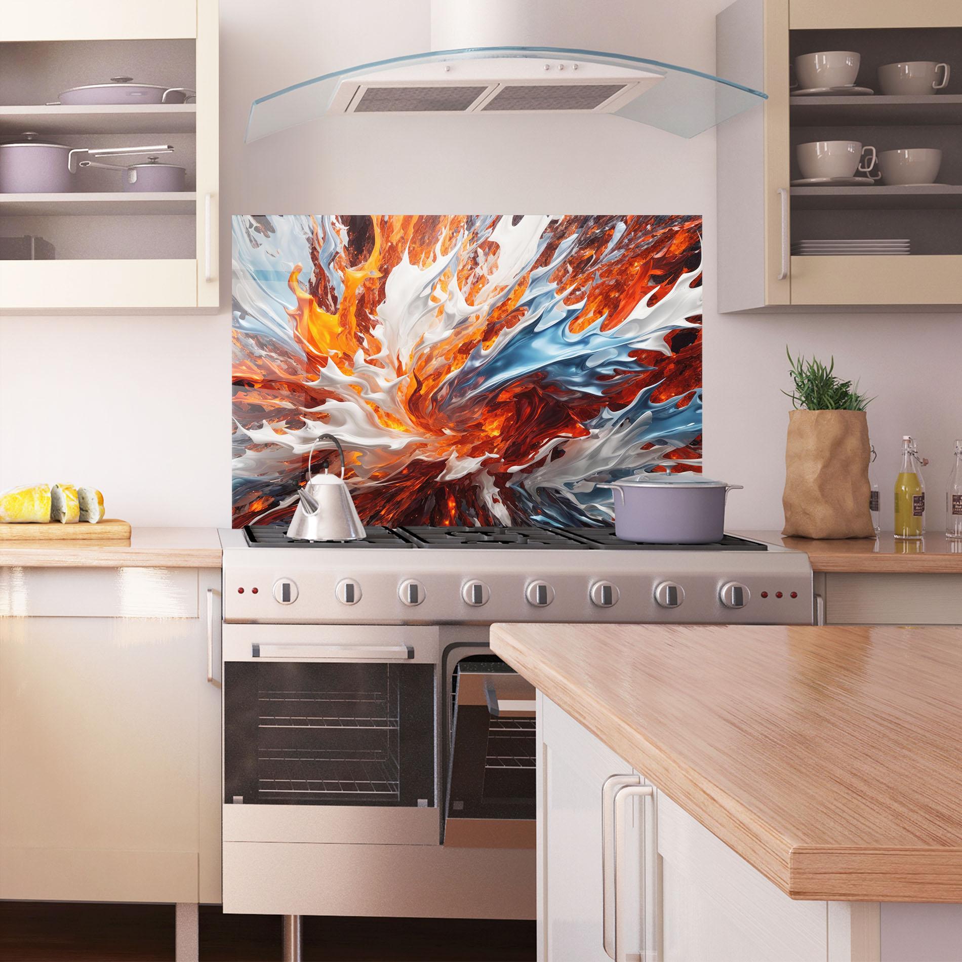 Küchenrückwand Glas Flame Rase mockup 1