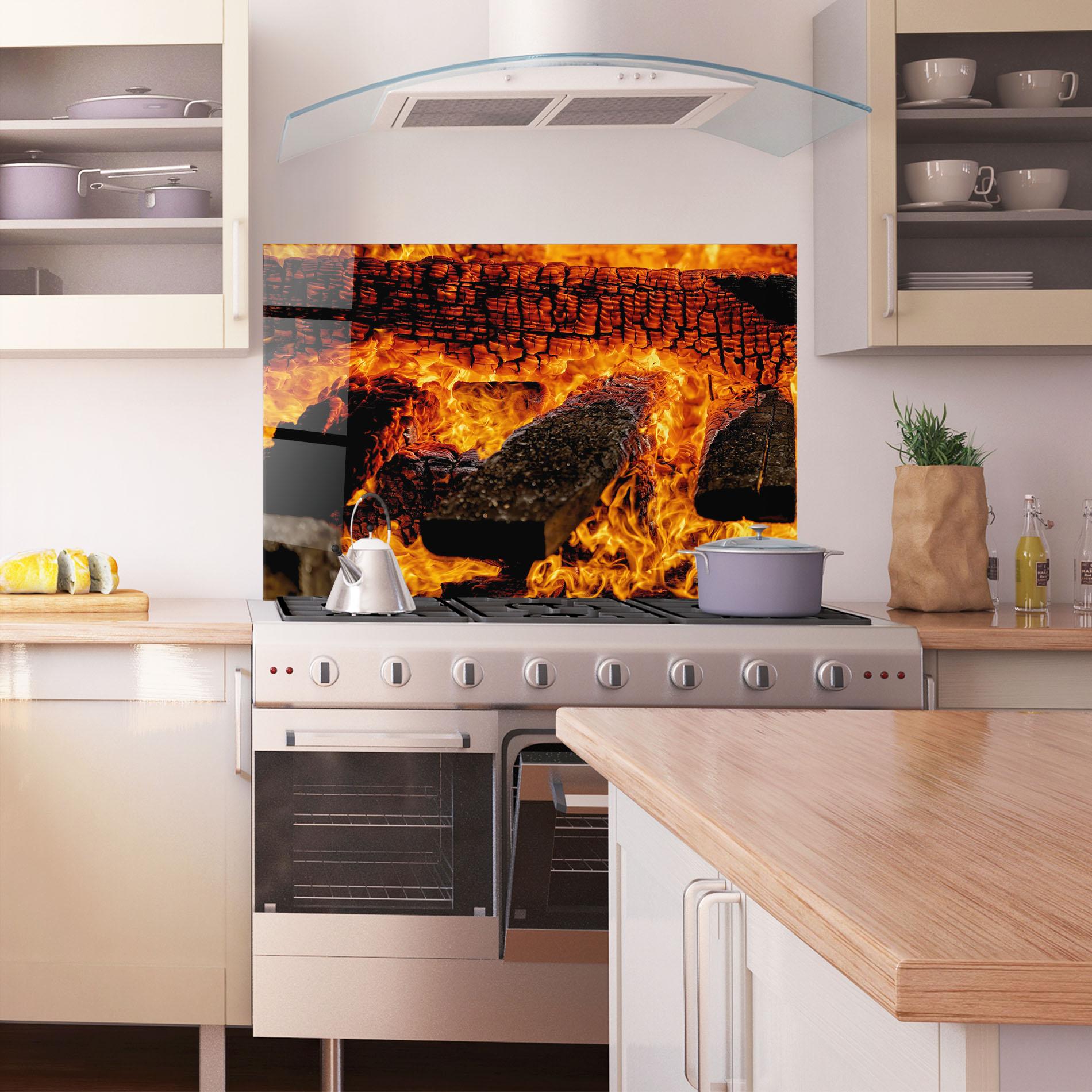 Küchenrückwand Glas Inferno Heat mockup 1