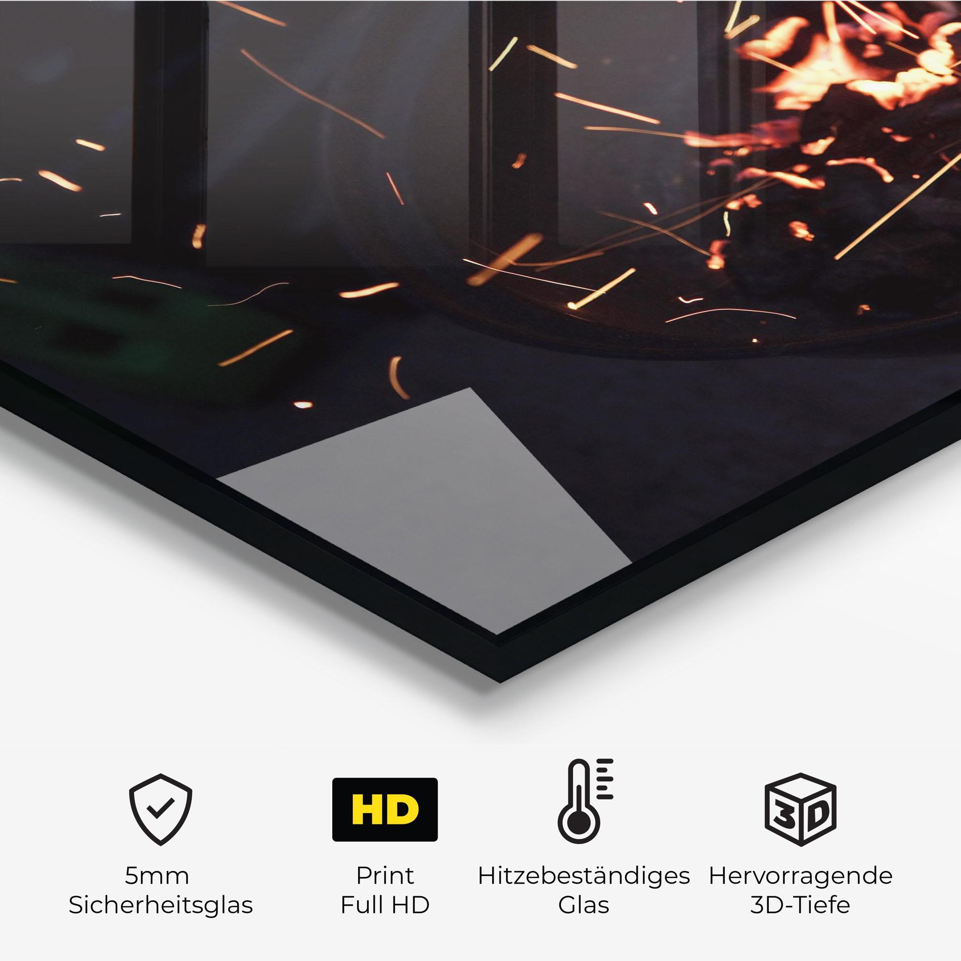 Küchenrückwand Glas Fire Little Lights mockup 2