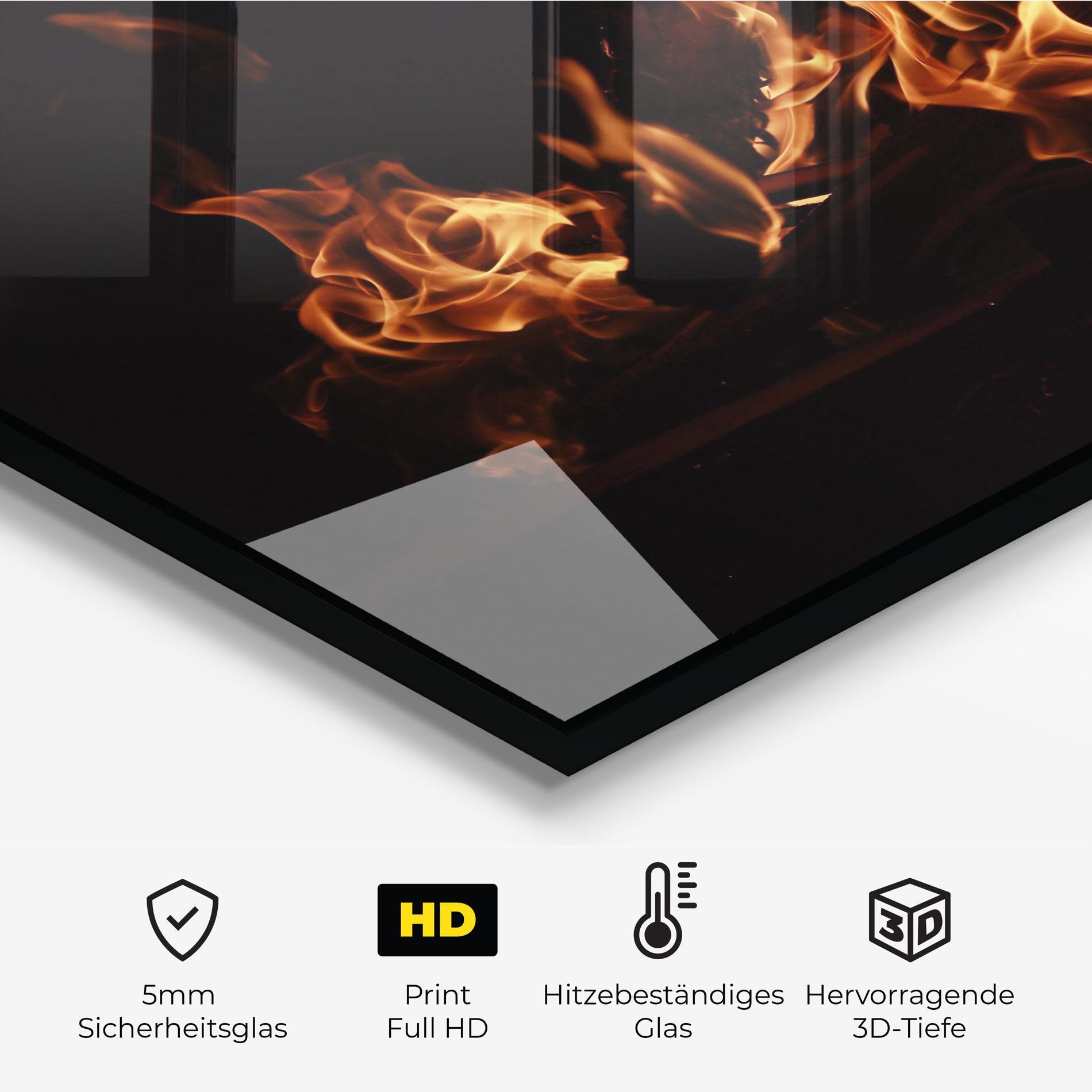 Küchenrückwand Glas Fire On Black mockup 2