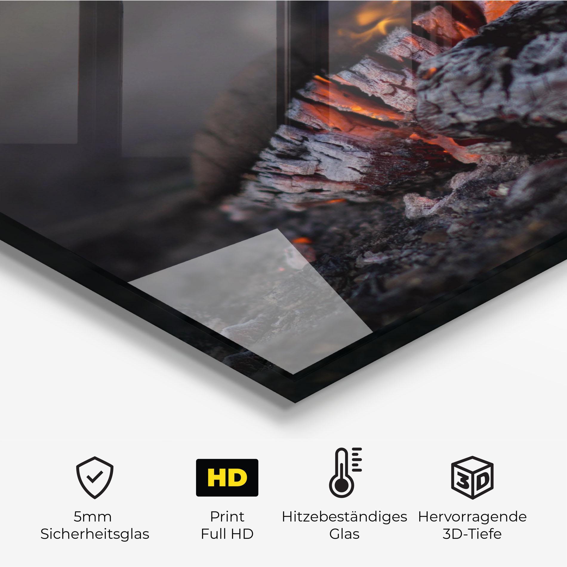 Küchenrückwand Glas Fire Start mockup 2