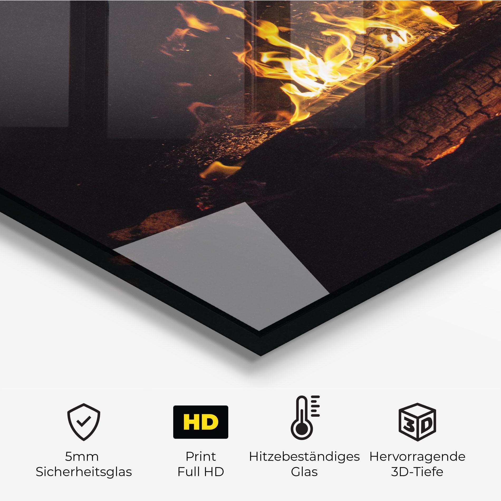 Küchenrückwand Glas Fire Wood mockup 2