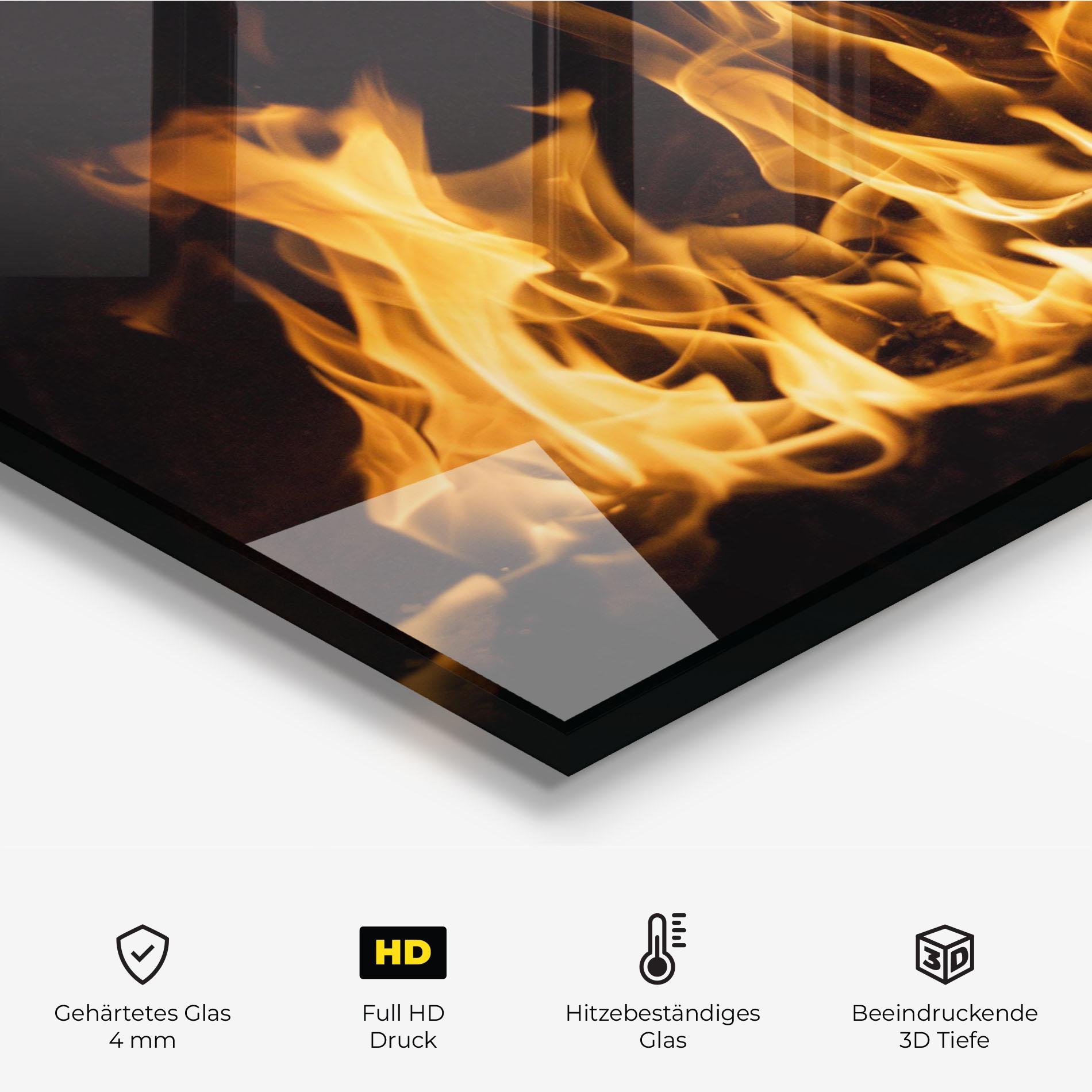 Küchenrückwand Glas Bright Flame mockup 2