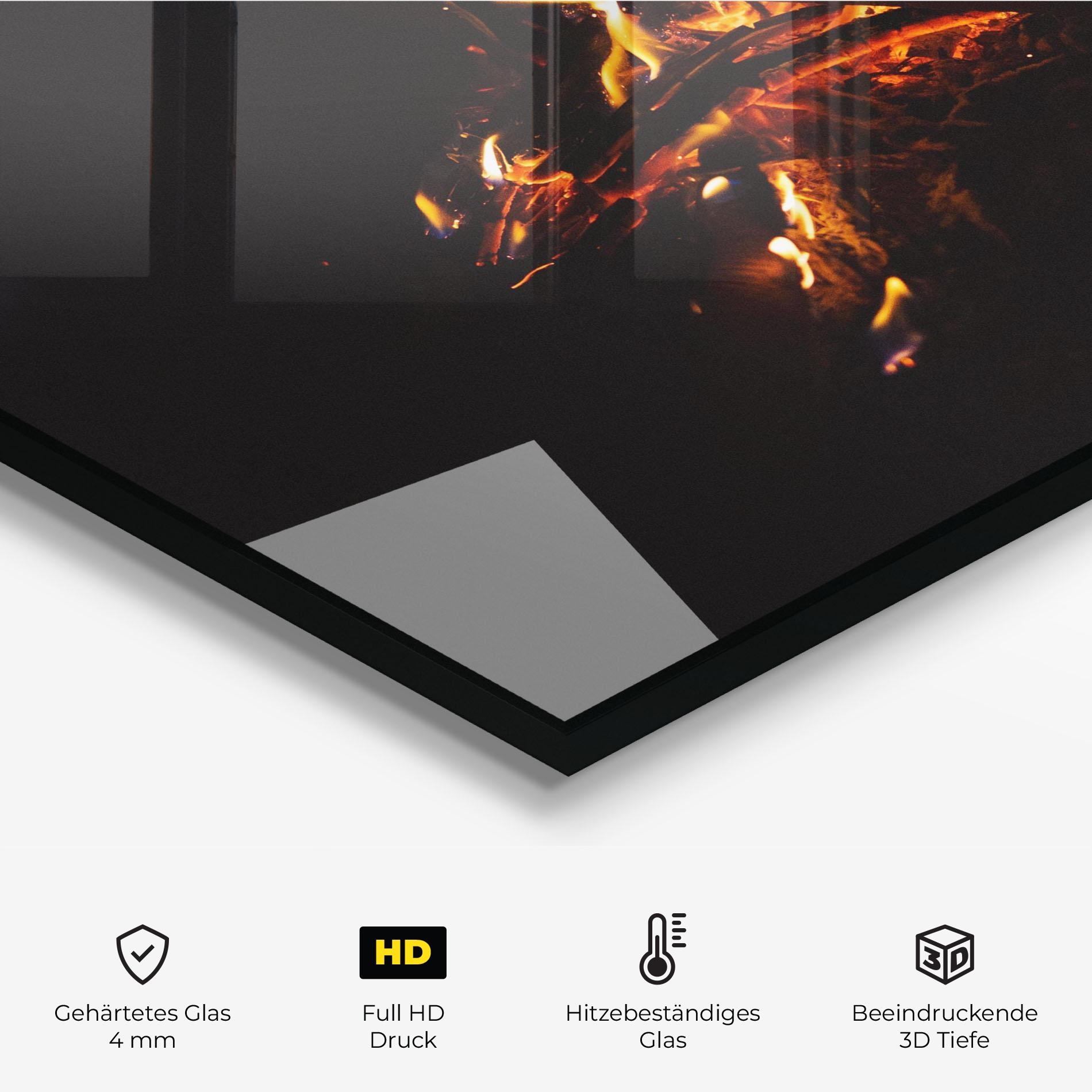 Küchenrückwand Glas Fiery Blaze mockup 2