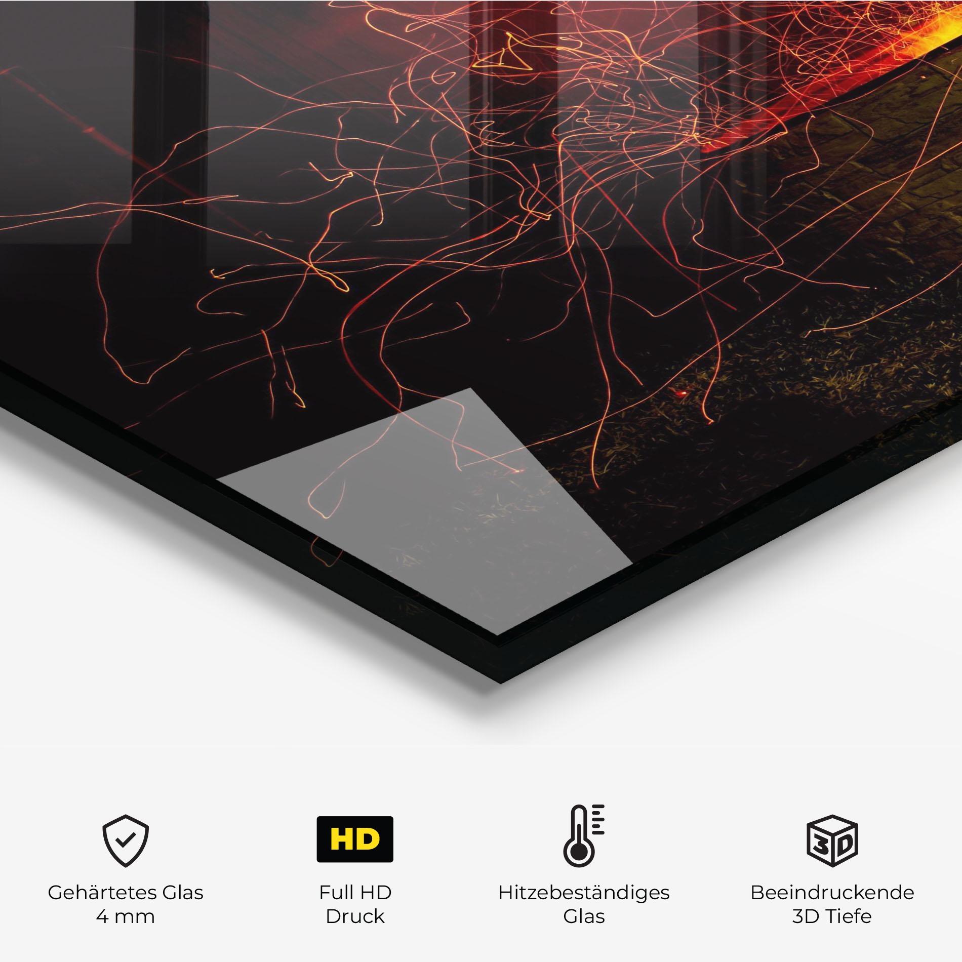 Küchenrückwand Glas Fire Drawing Effect mockup 2