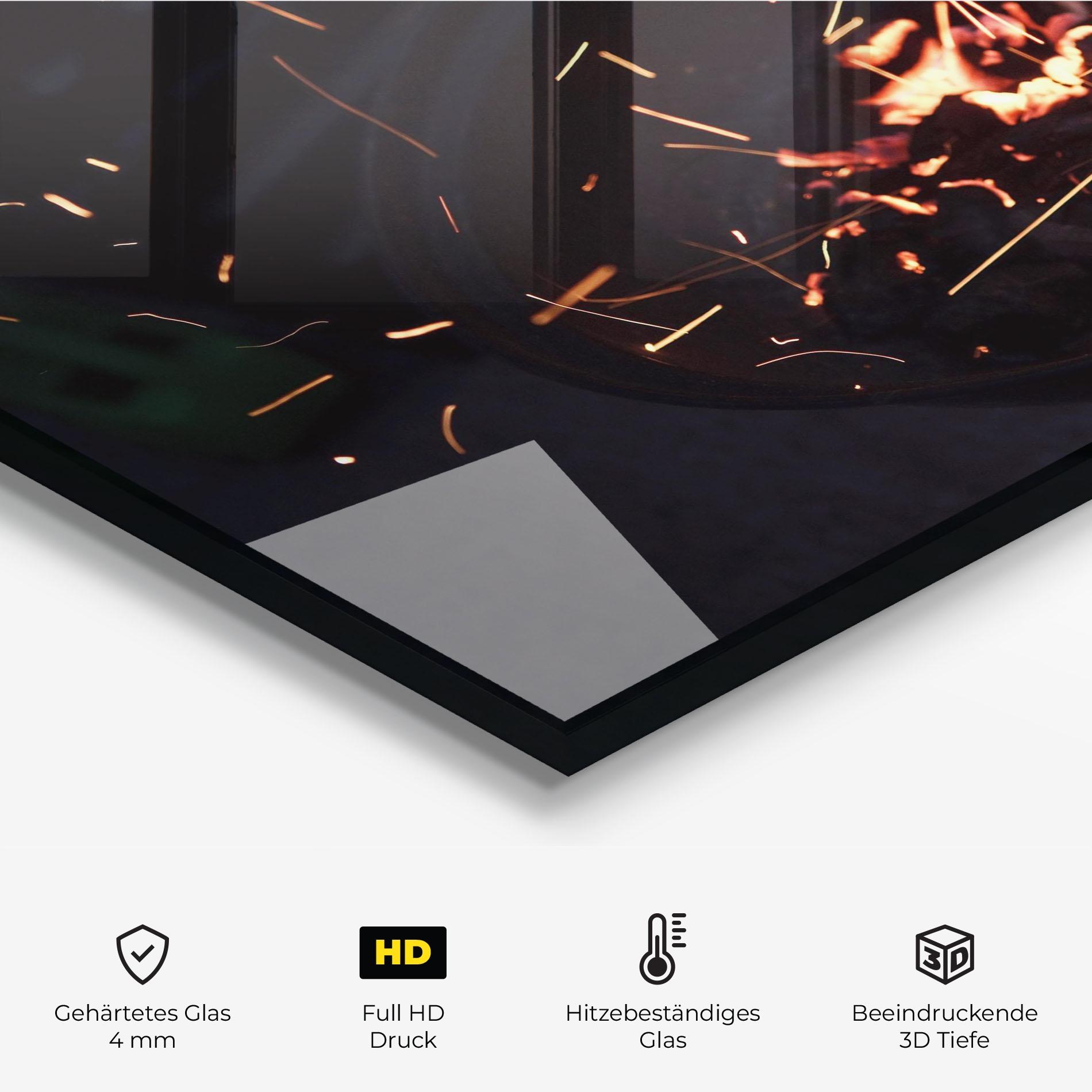 Küchenrückwand Glas Fire Little Lights mockup 2