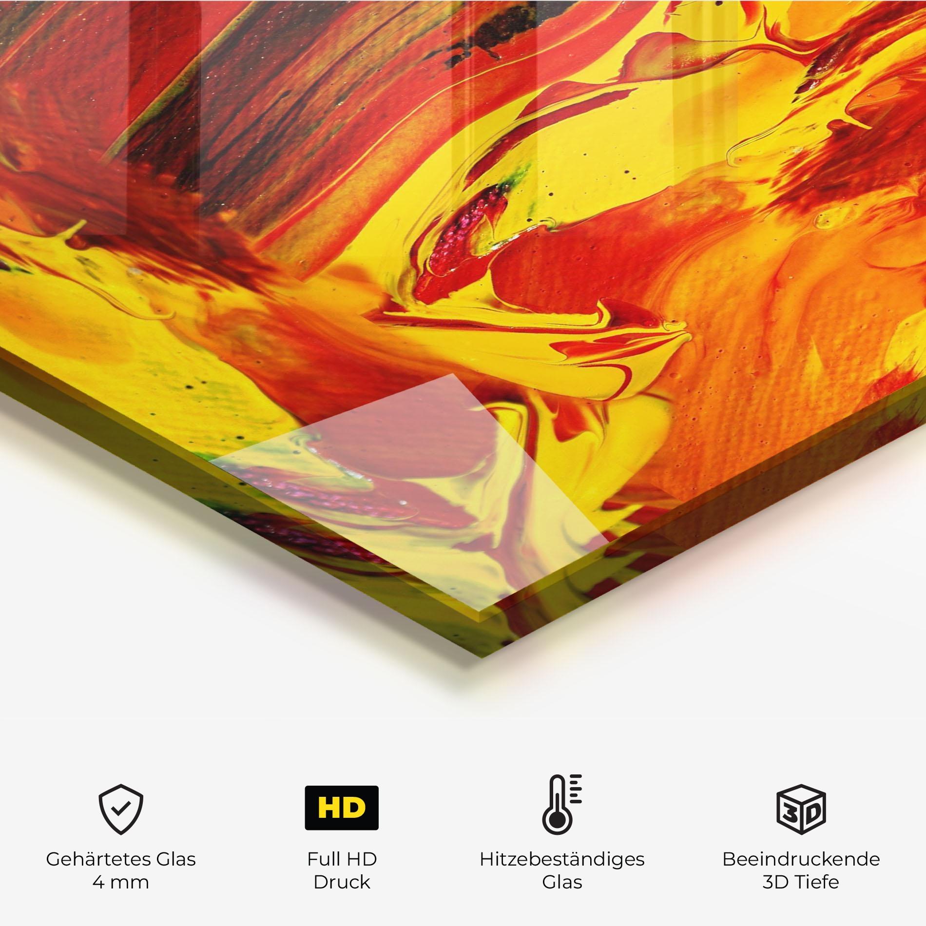 Küchenrückwand Glas Fire Painting mockup 2