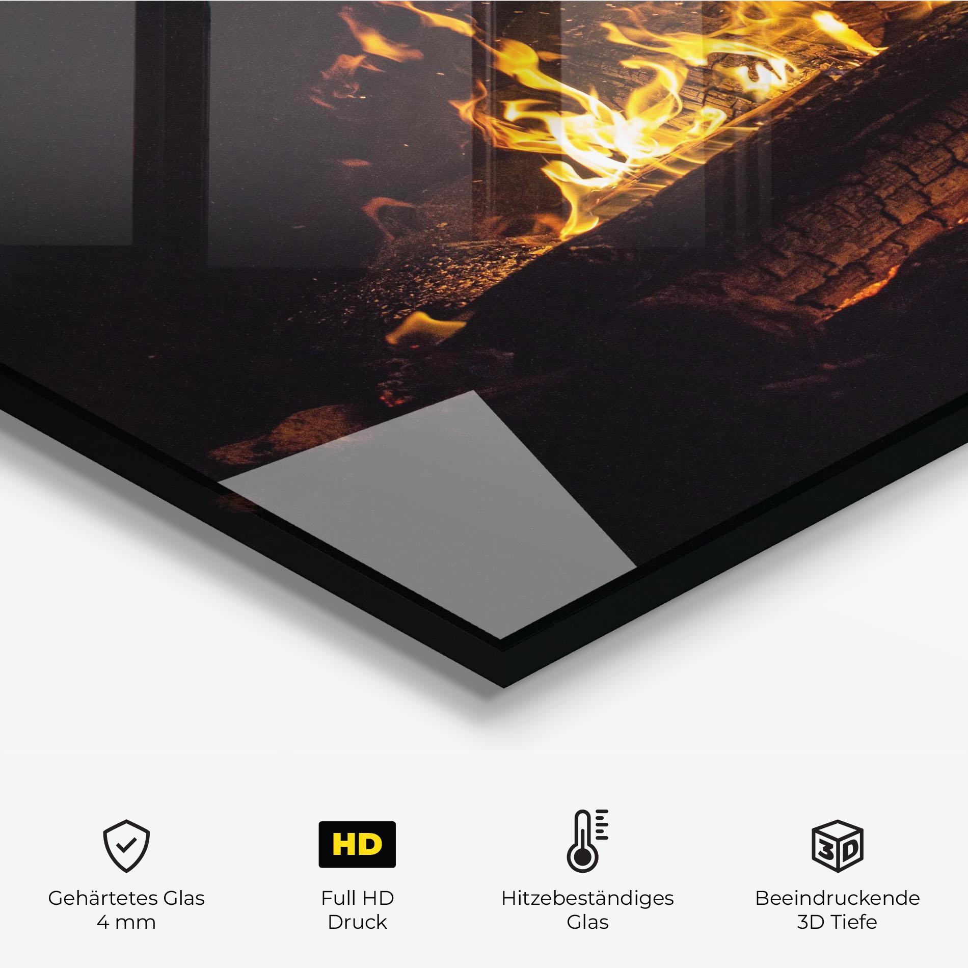 Küchenrückwand Glas Fire Wood mockup 2