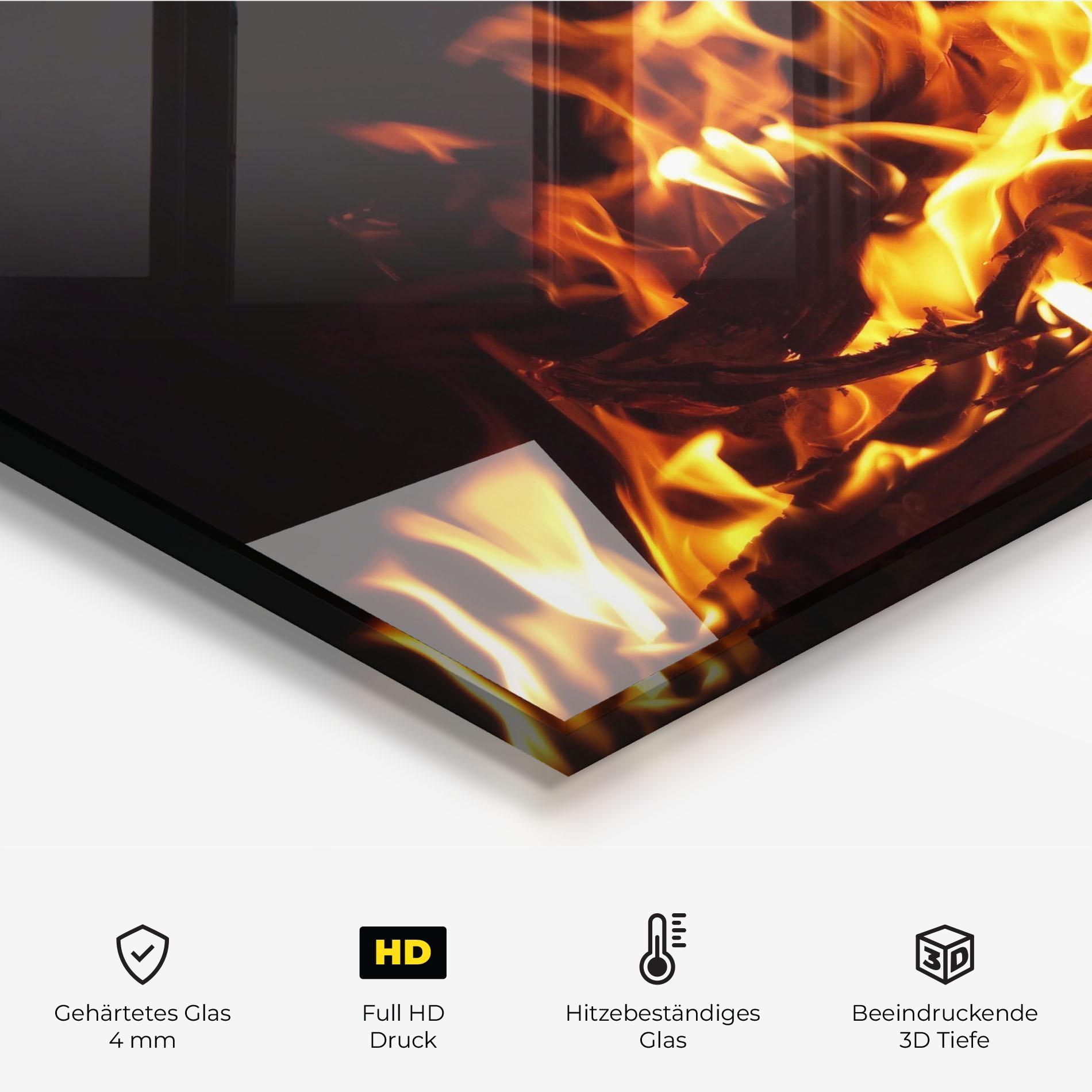 Küchenrückwand Glas Wild Fire Close Up mockup 2