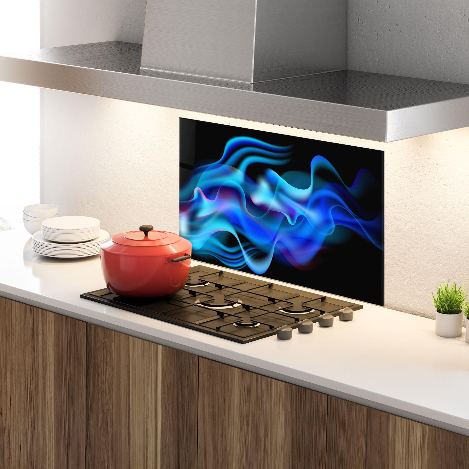 Küchenrückwand Glas Blue Fire mockup 4