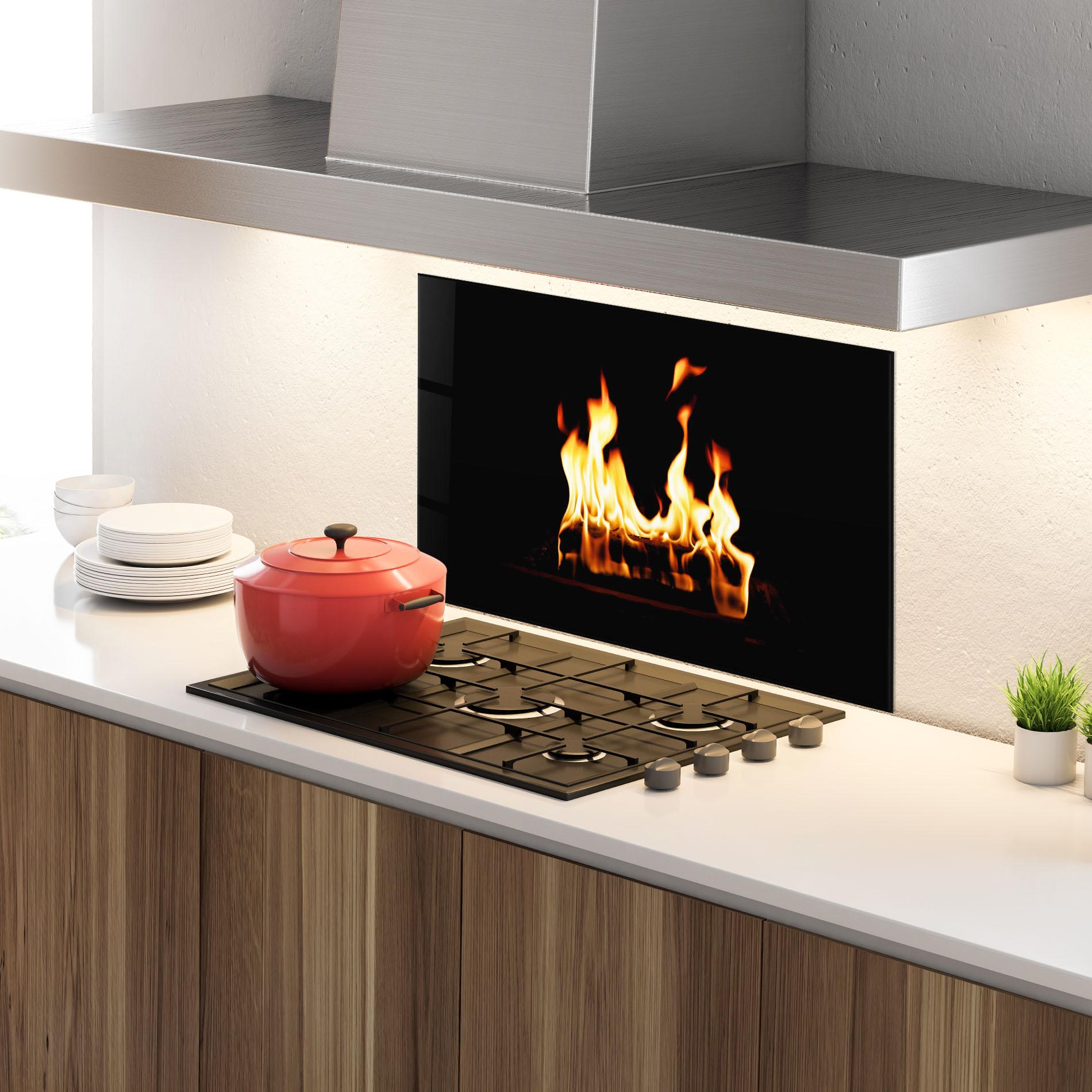 Küchenrückwand Glas Calm Fire mockup 4