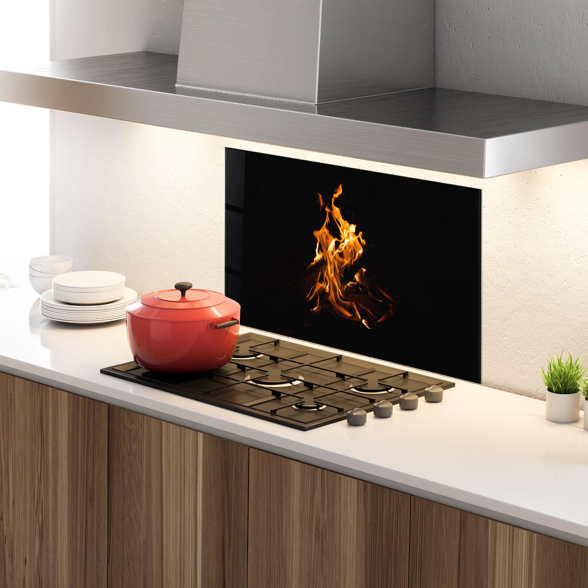 Küchenrückwand Glas Fire View mockup 4