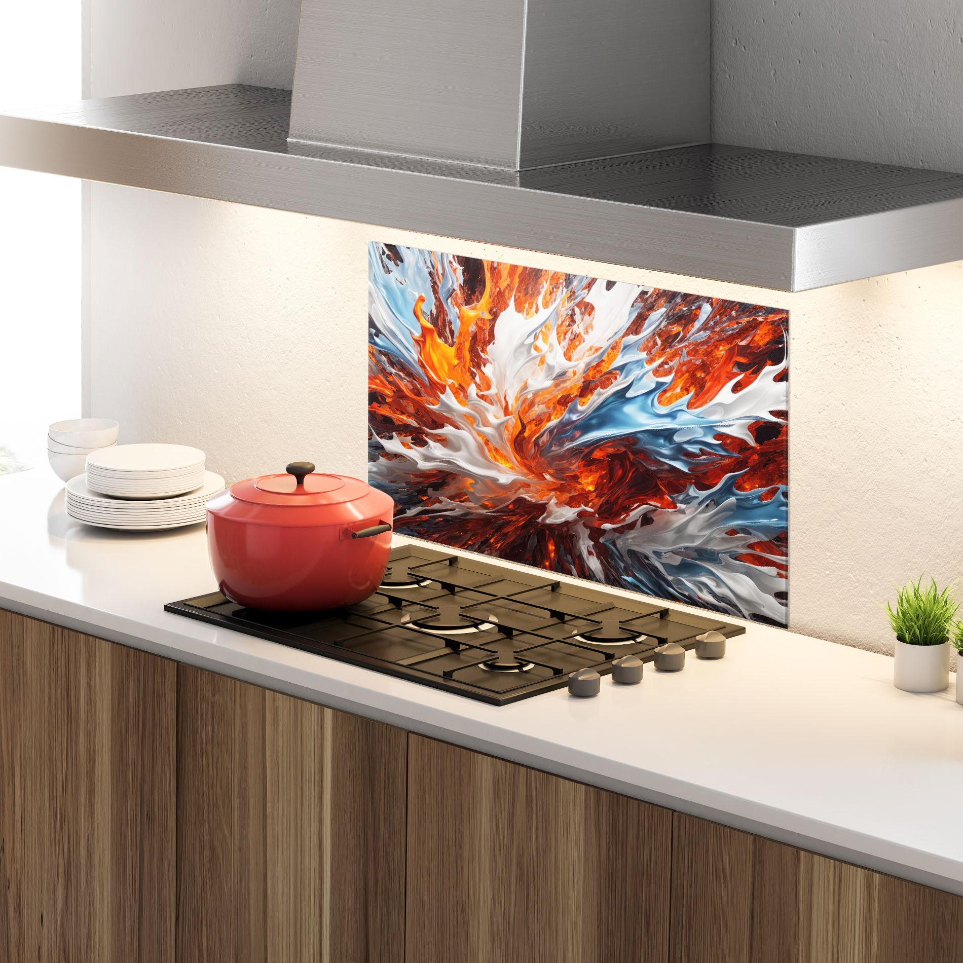 Küchenrückwand Glas Flame Rase mockup 4